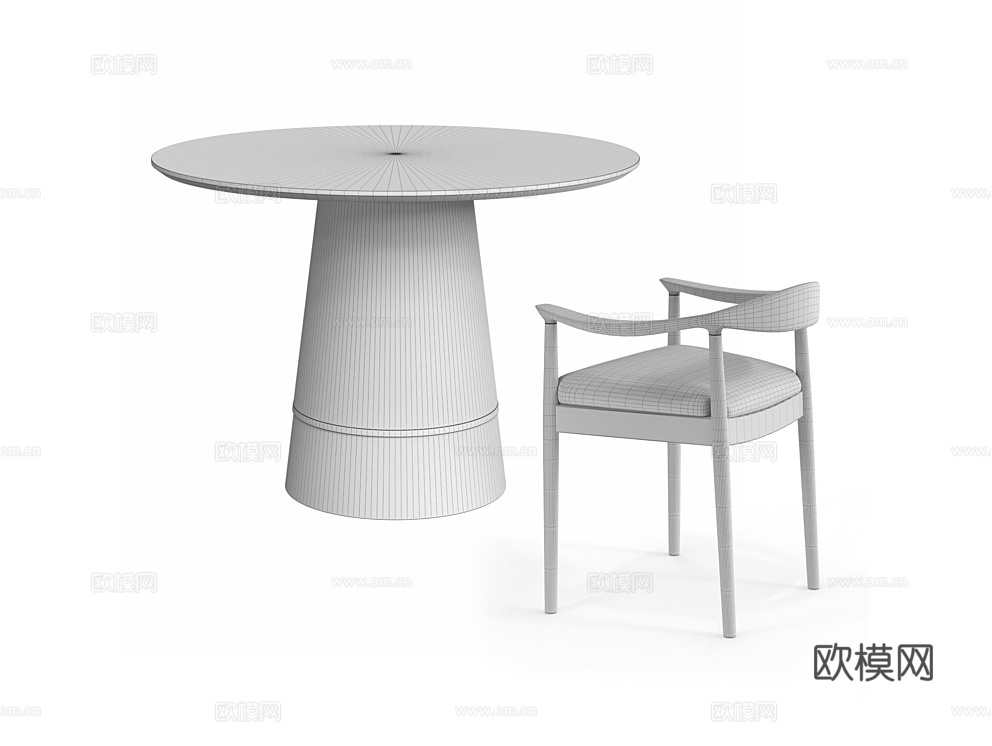 MANO FACTORY 原木风餐桌椅3d模型下载（渲染图2）