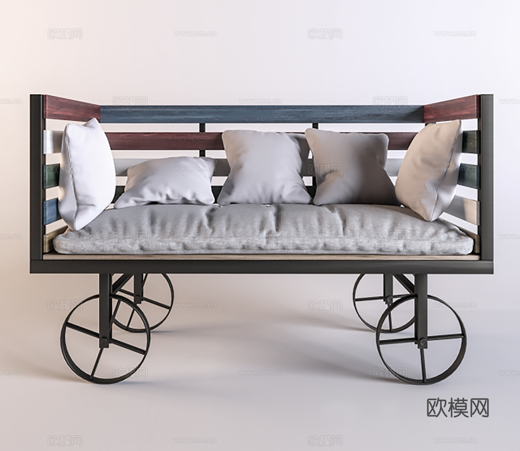 现代沙发组合3d模型下载（渲染图2）