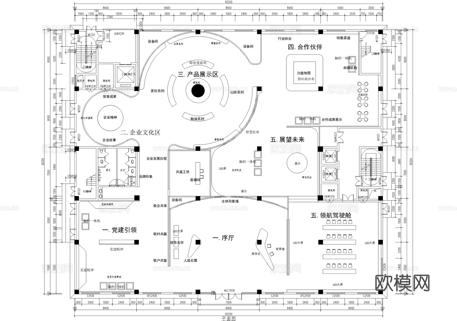科技企业展厅平面图cad施工图