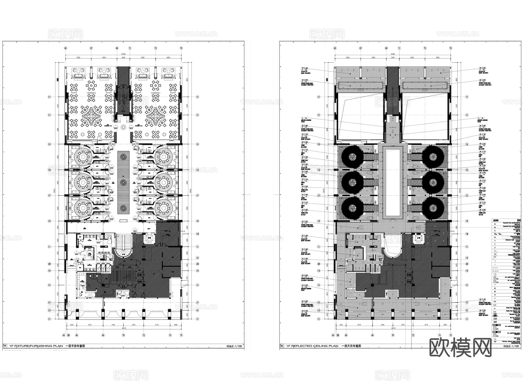 恒禾五缘湾璞尚酒店中餐厅室内装饰CAD施工图整套cad施工图
