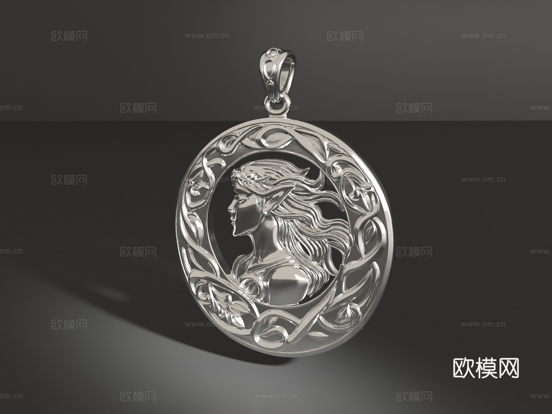 女人头像吊坠3d模型下载