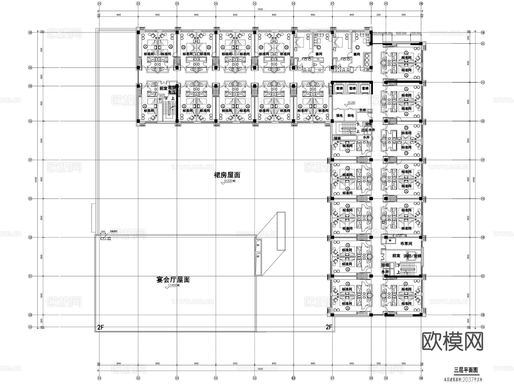 都市集中型高层酒店建筑平面CAD施工图集+文本+SUcad施工图
