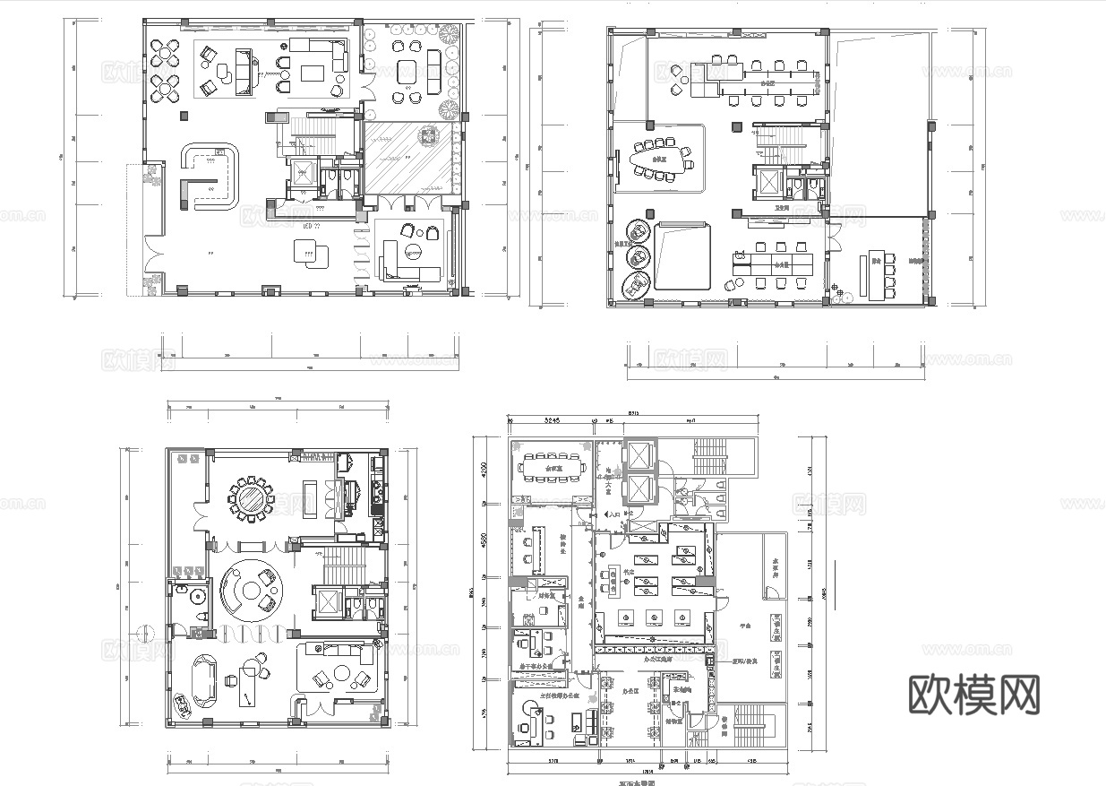 76套办公室 最新平面施工图合集cad施工图