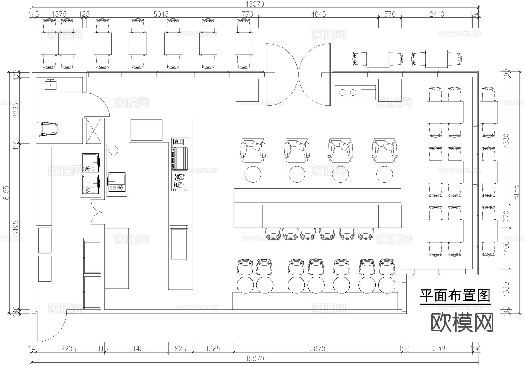 咖啡厅奶茶店饮品店平面布置图cad施工图