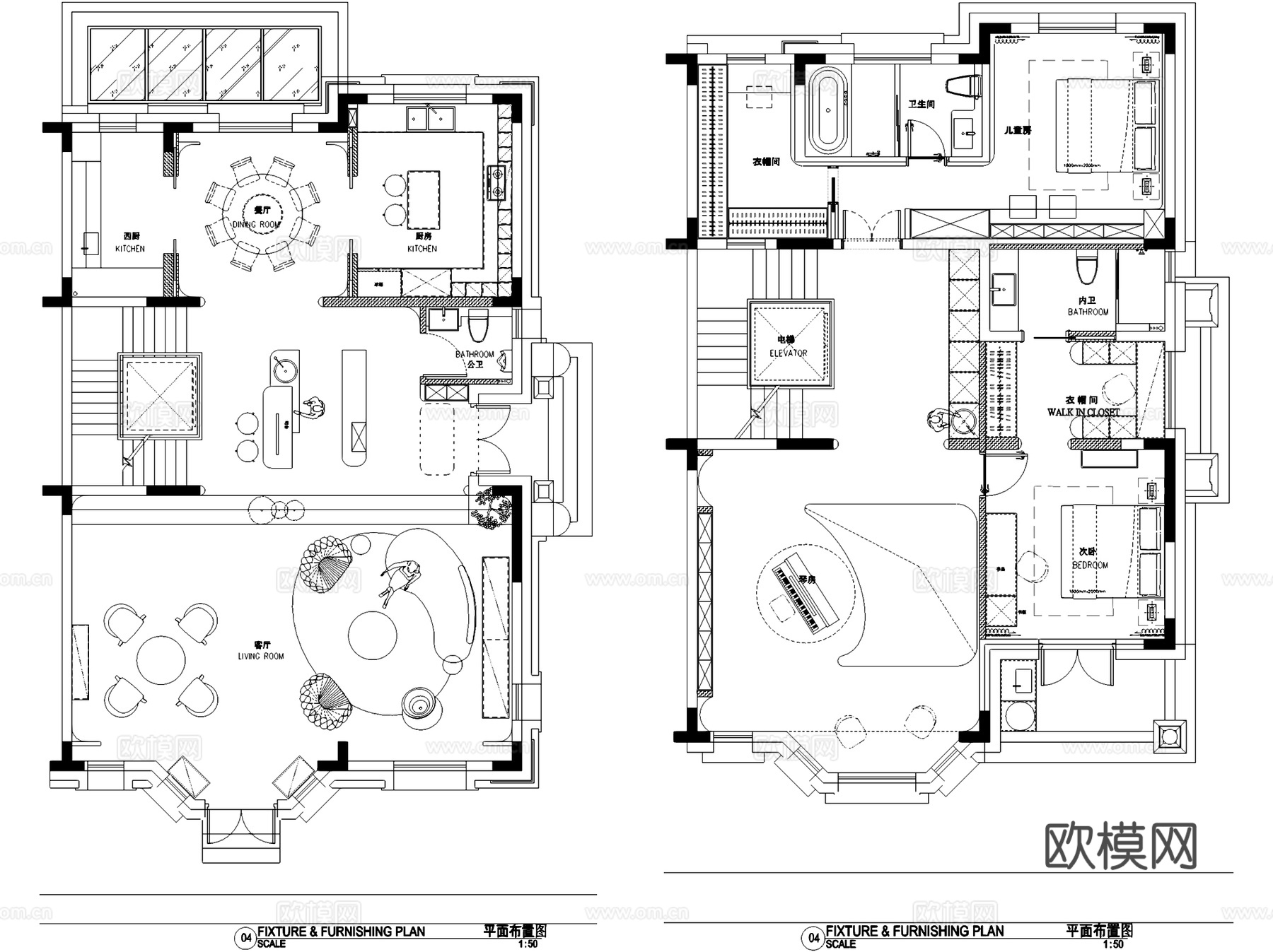 昆山金大元三层别墅室内家装CAD施工图cad施工图
