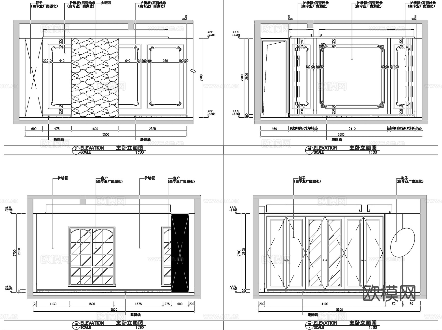 昆山金大元三层别墅室内家装CAD施工图cad施工图