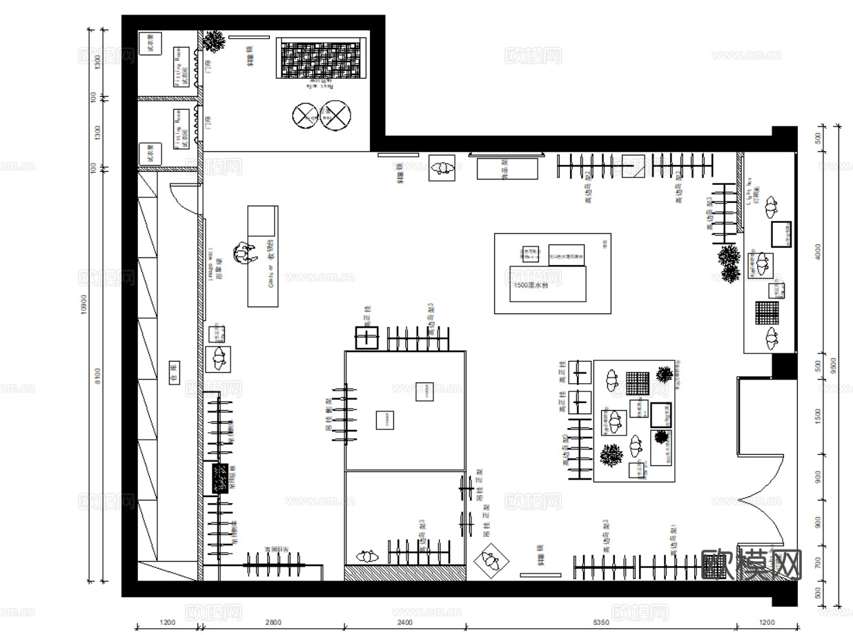 52套服装店平面布置方案设计图cad施工图