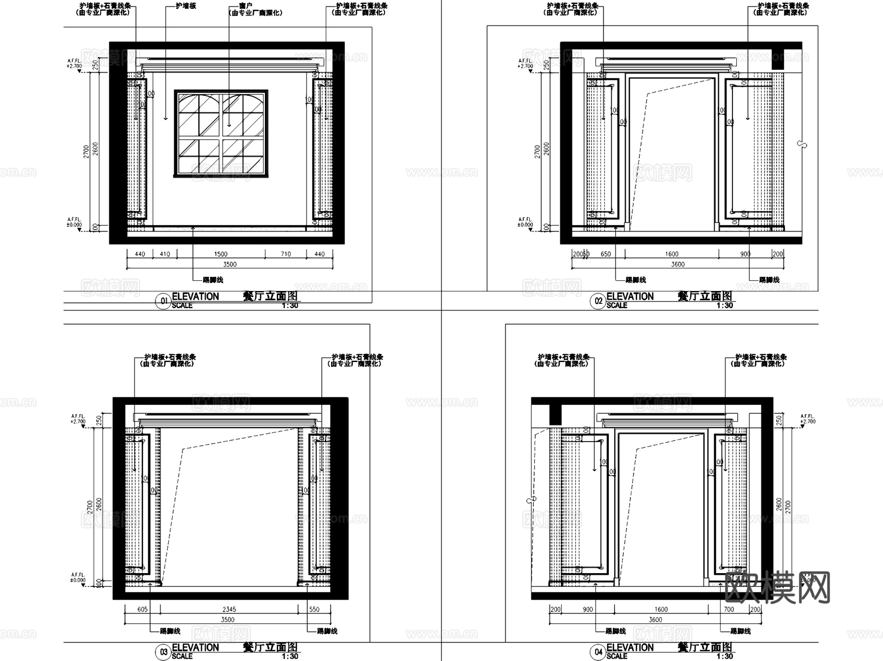 昆山金大元三层别墅室内家装CAD施工图cad施工图