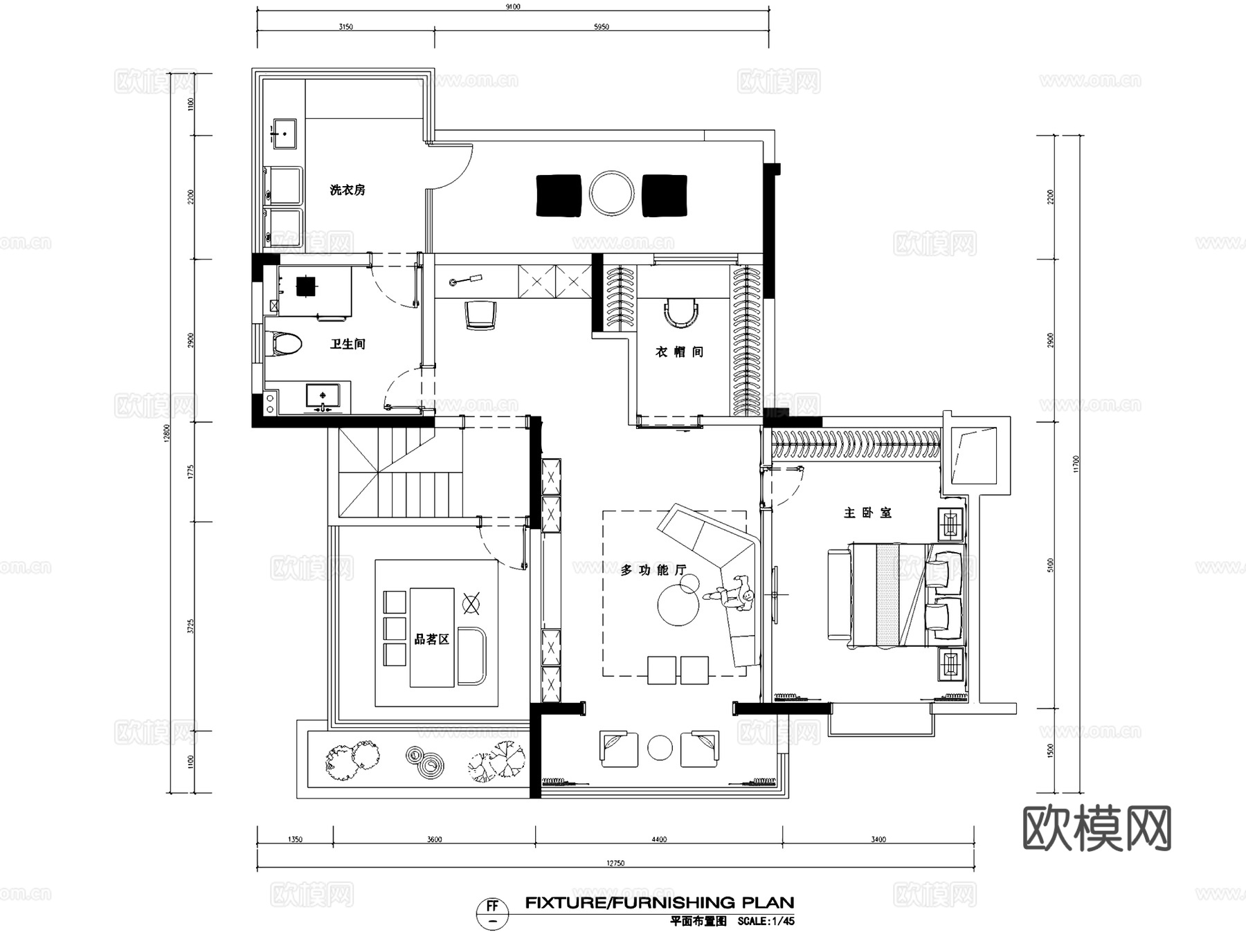 法式跃层复式室内家装CAD施工图cad施工图