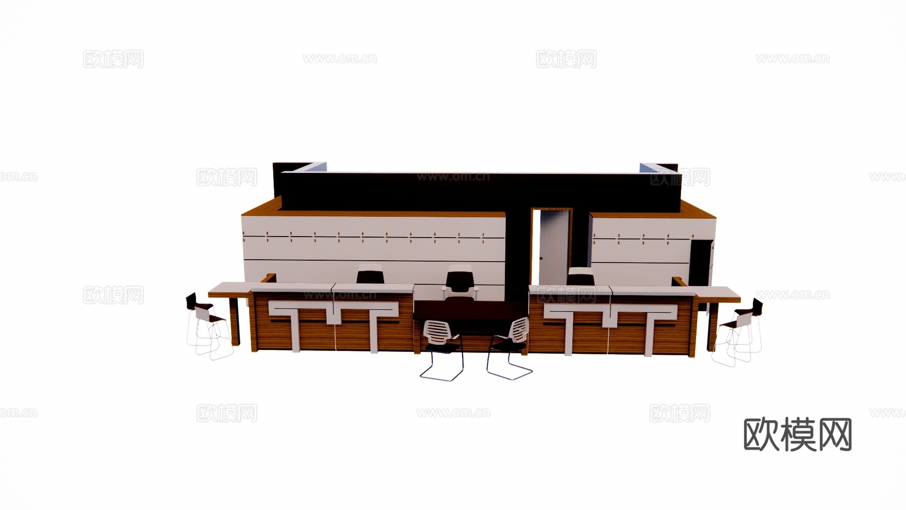 前台 办公空间 工位 大厅 前台接待 酒店前台su模型