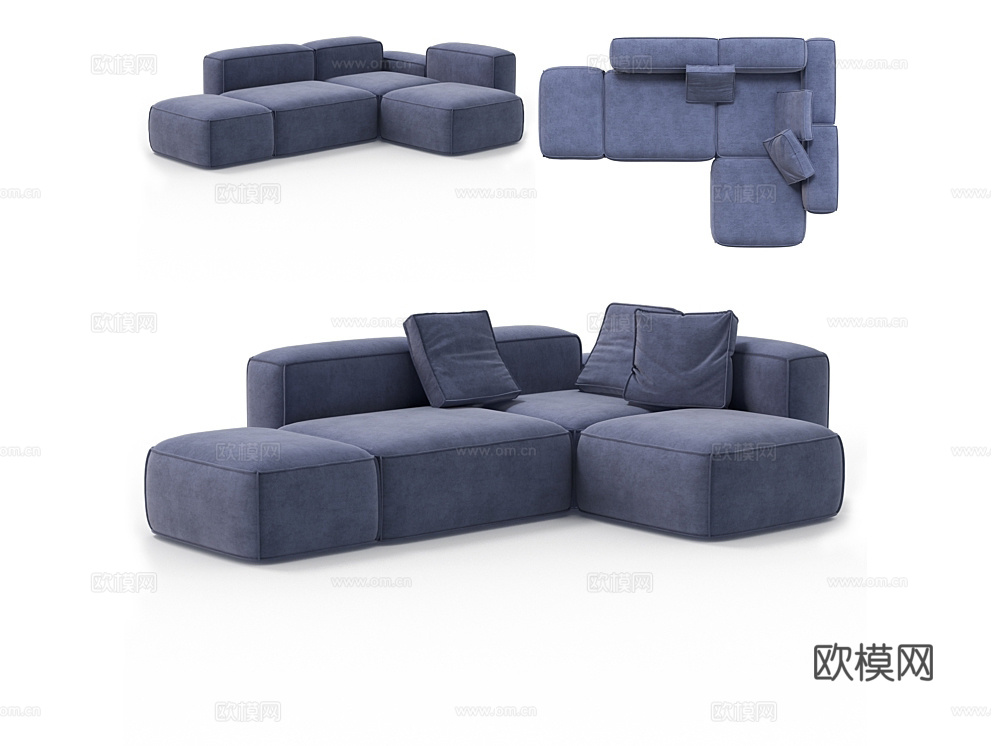 Natconcepts 蓝色双人沙发3d模型下载（渲染图1）