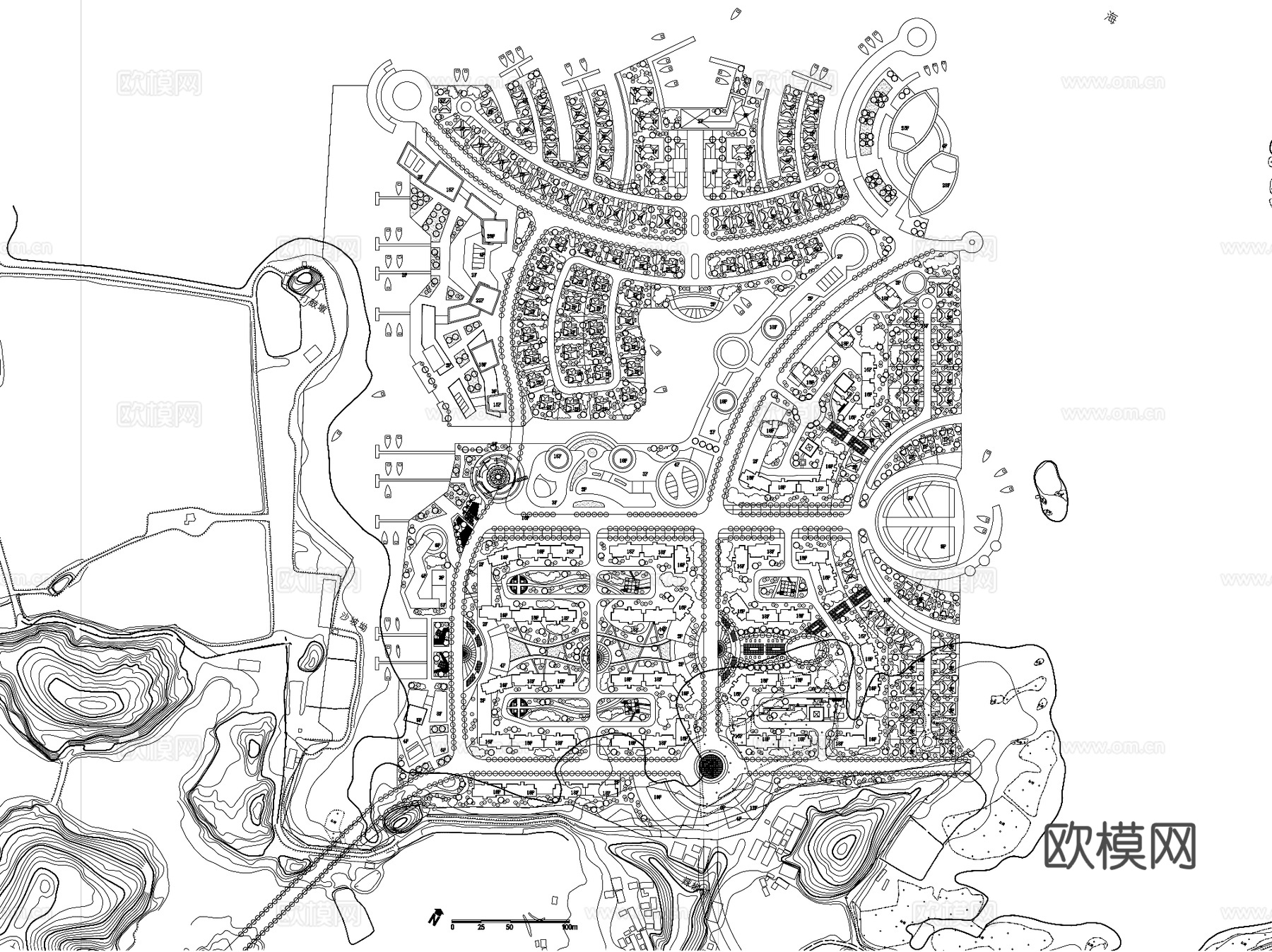 滨海旅游度假区规划总平面CAD施工图+SUcad施工图