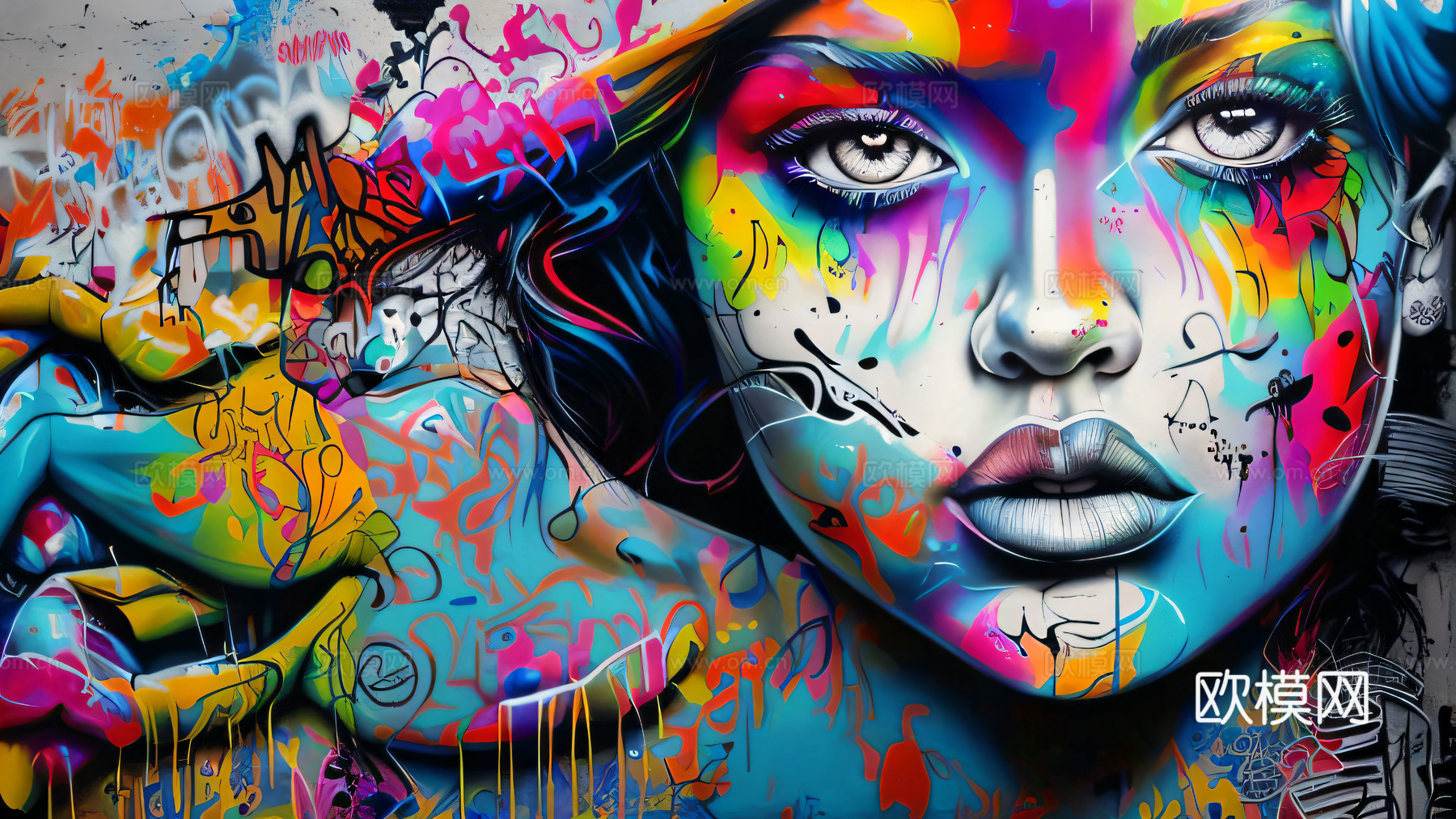 街头涂鸦绘画喷漆墙绘97