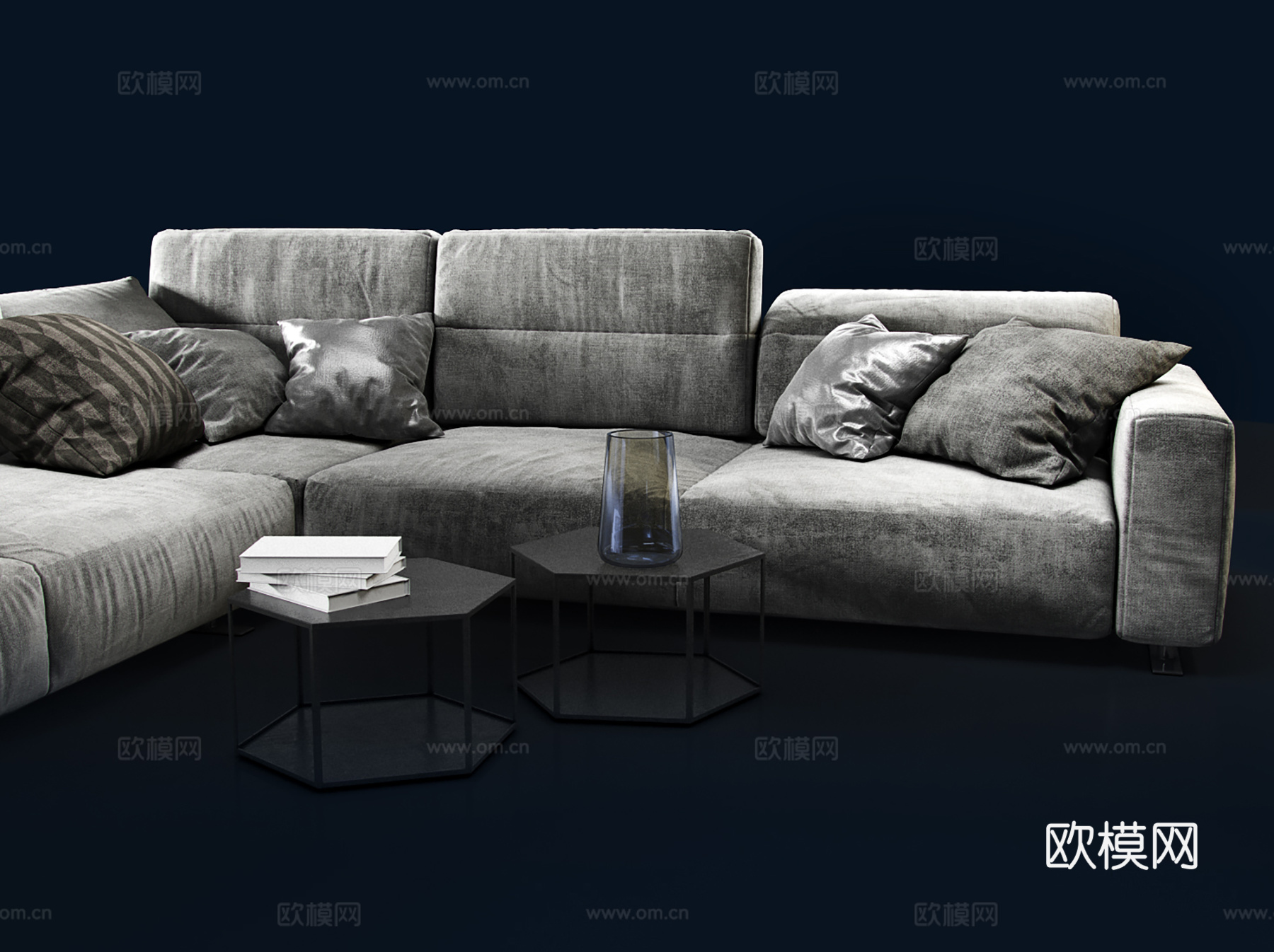 现代沙发组合3d模型下载（渲染图3）