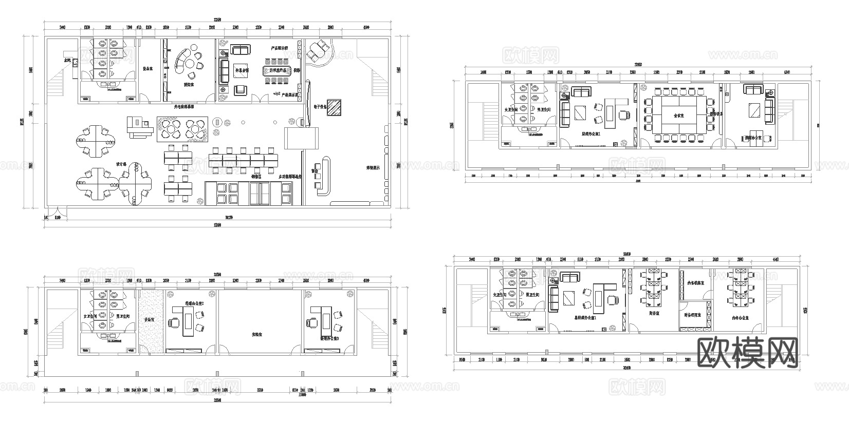 70套办公室 最新平面施工图合集cad施工图