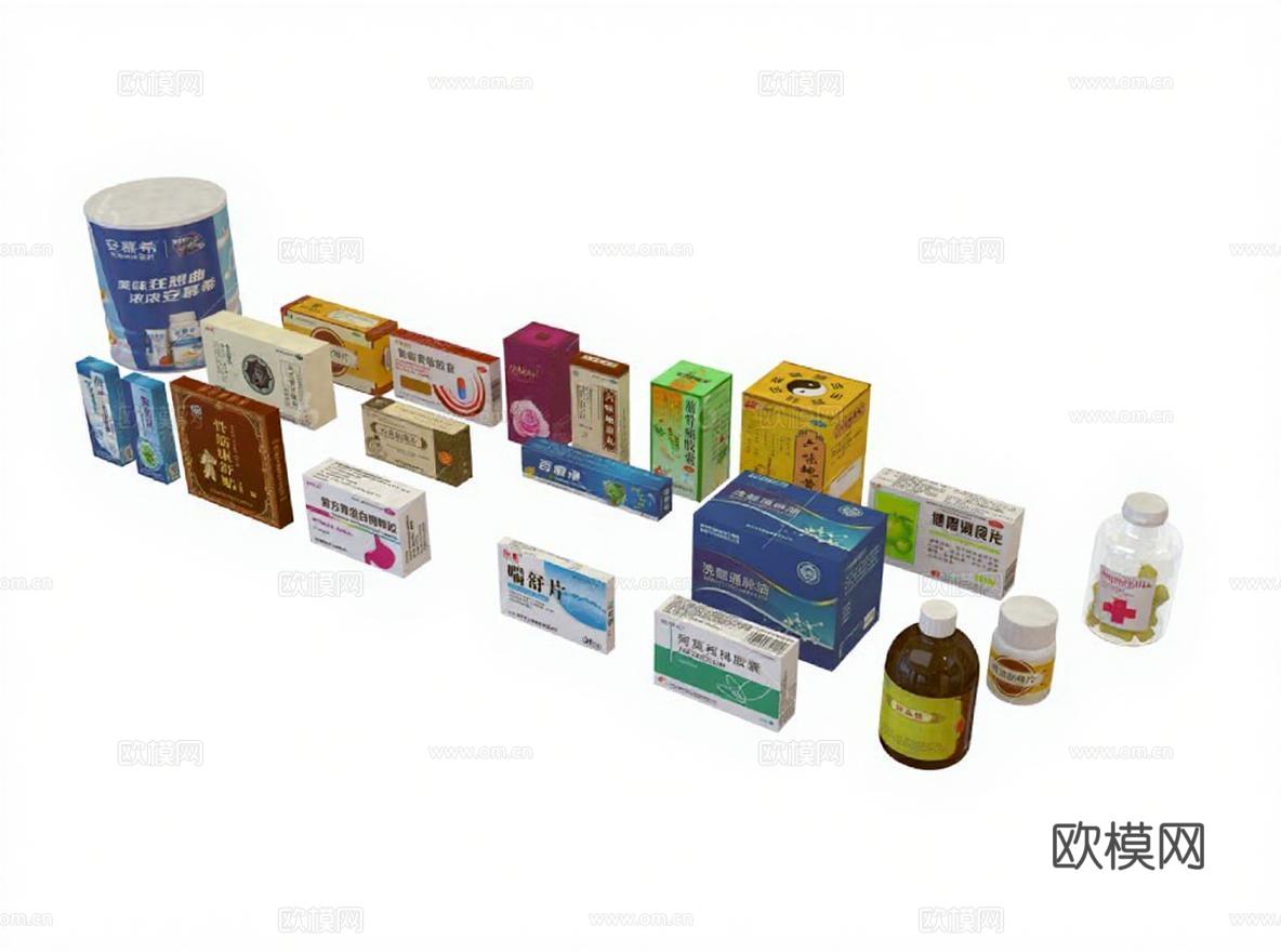 3D药品模型设计 医疗包装展示 保健品药盒3D渲染 产品目录专业设计免费3d模型