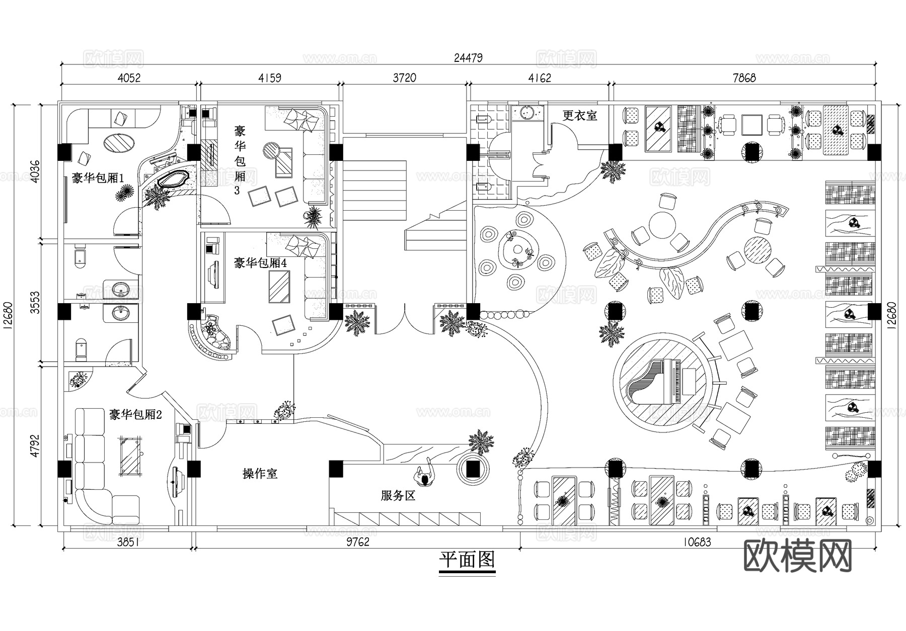 咖啡厅餐厅奶茶店饮品店平面图cad施工图