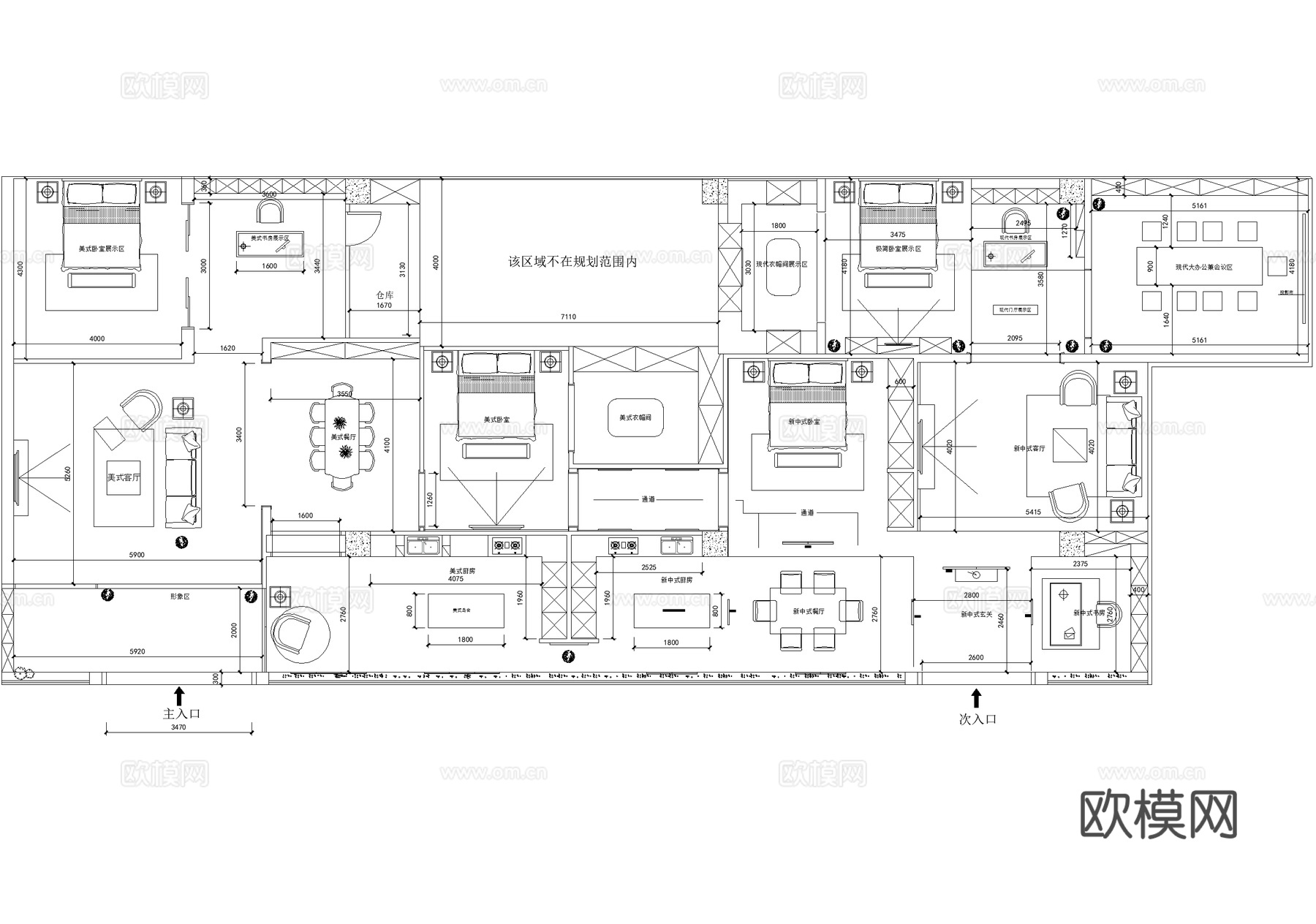 家具家装产品展厅平面图cad施工图