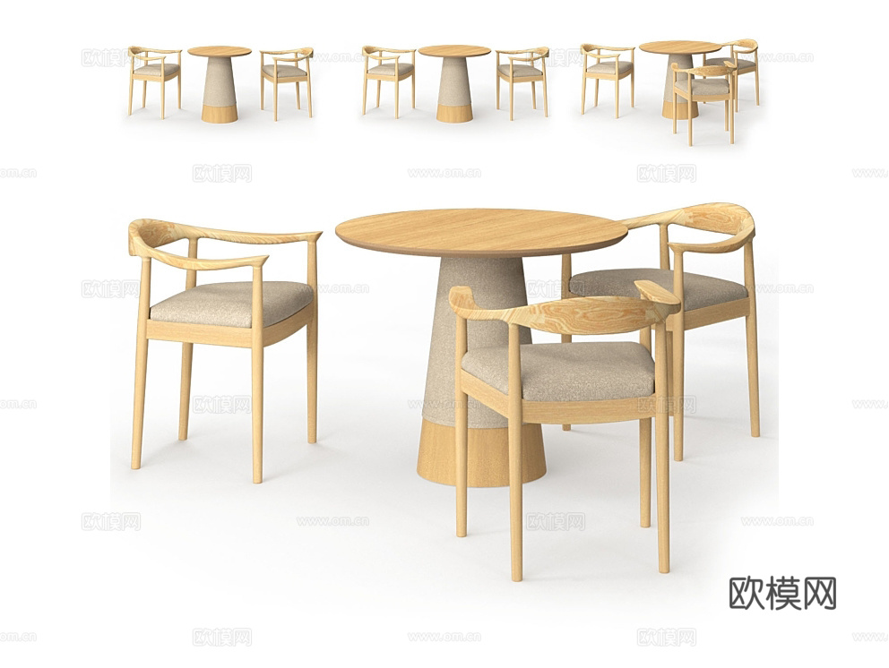 MANO FACTORY 原木风餐桌椅3d模型下载（渲染图1）
