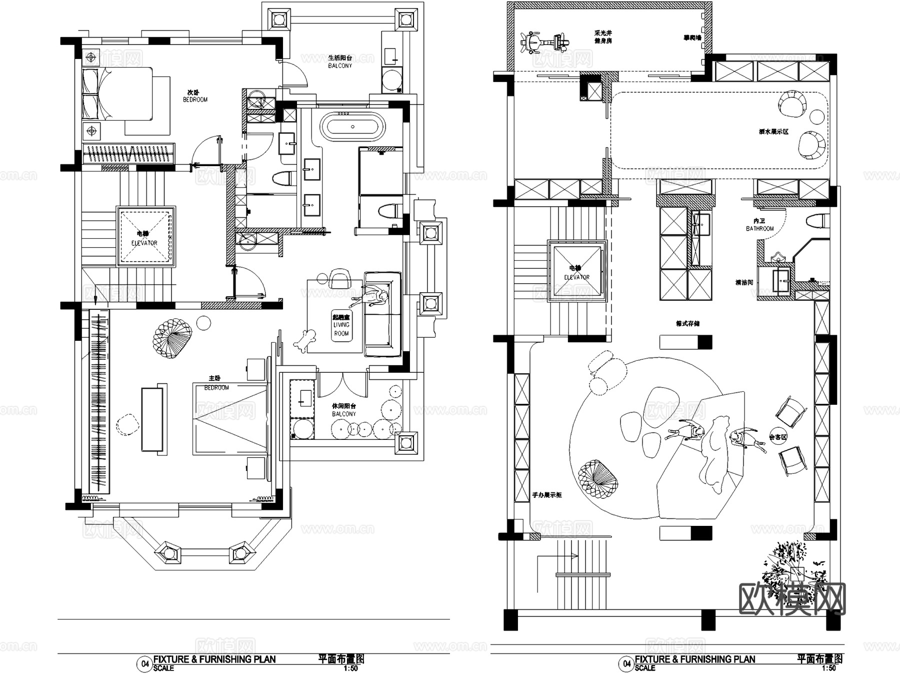 昆山金大元三层别墅室内家装CAD施工图cad施工图