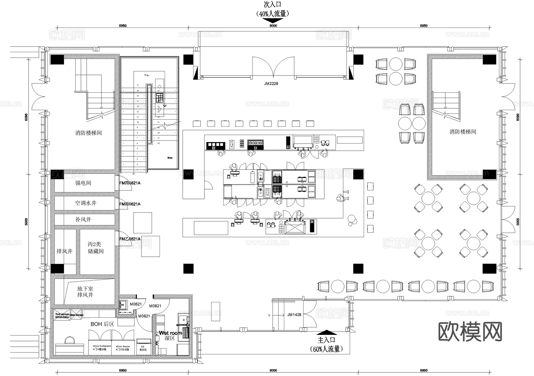 咖啡厅平面图cad施工图
