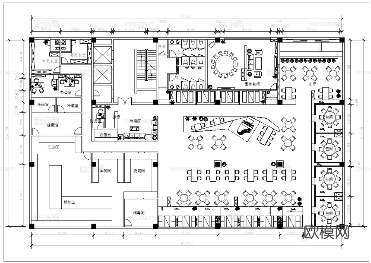 20套餐饮空间CAD平面设计方案最新整理合集cad施工图