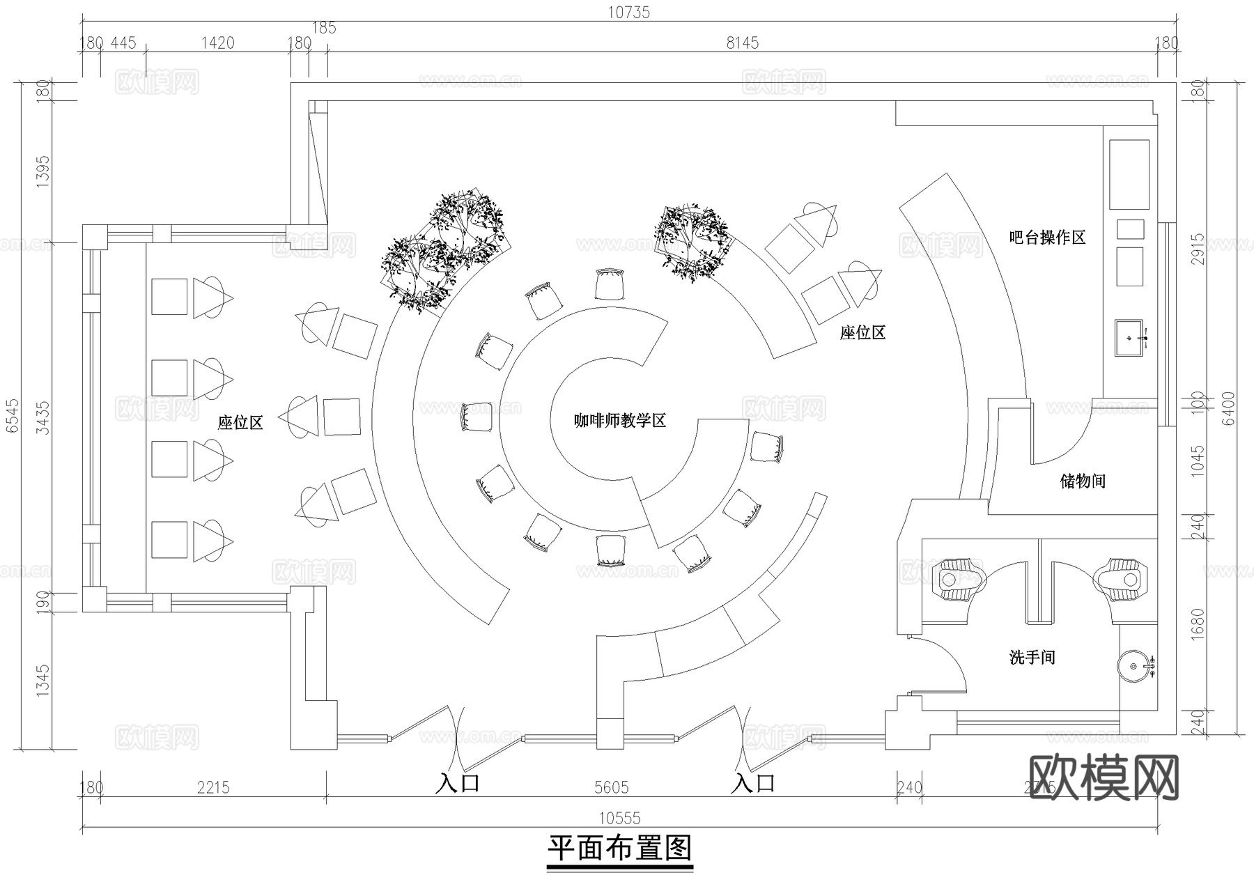 咖啡厅平面图cad施工图