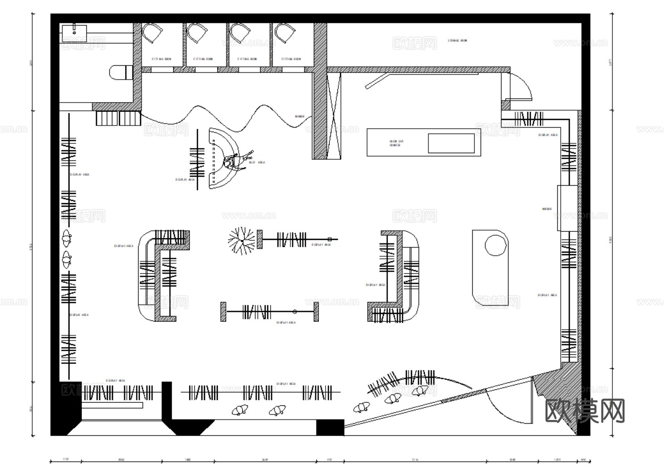 52套服装店平面布置方案设计图cad施工图