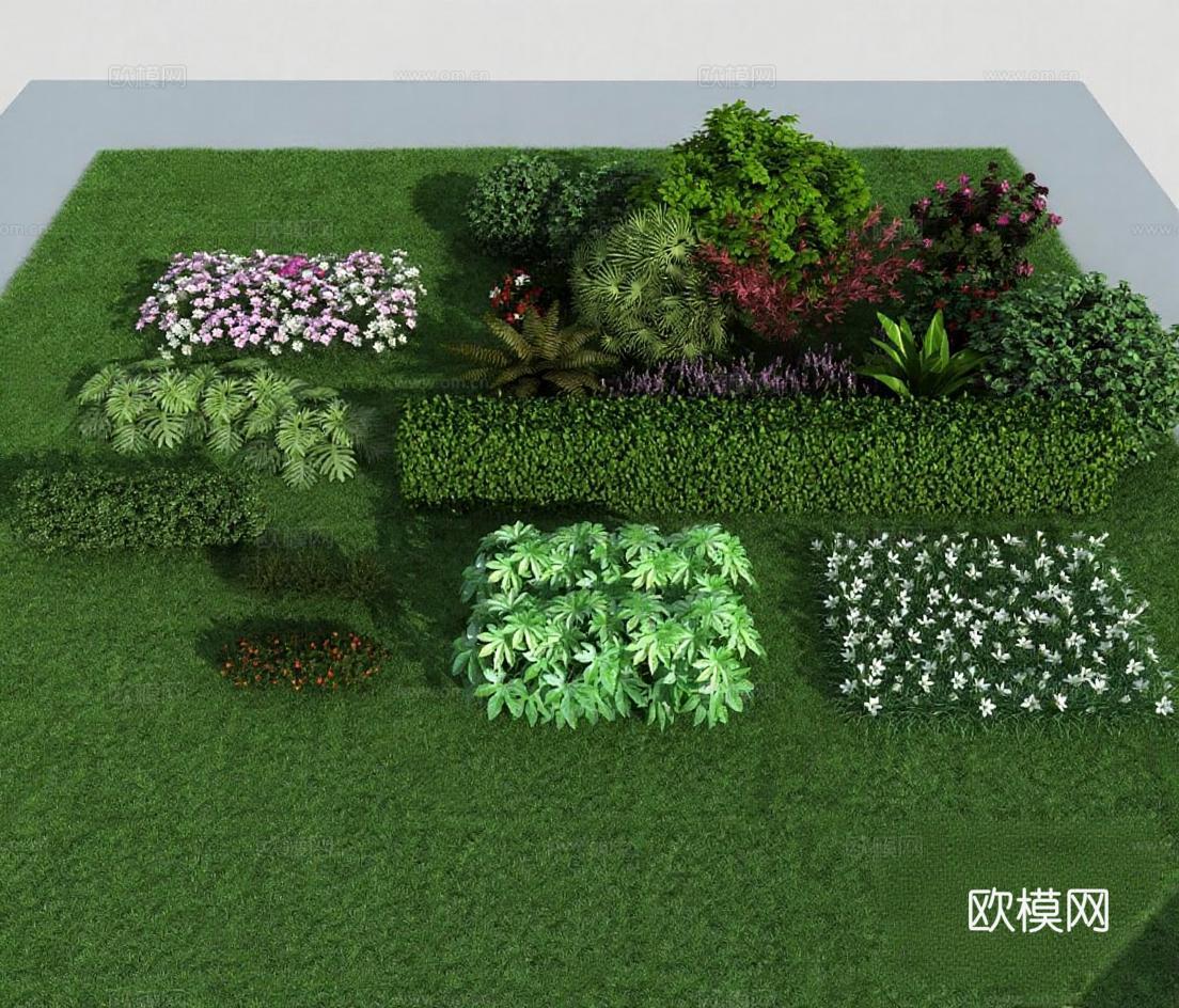 3D园林景观设计模型 绿化方案效果图展示 园艺植物建模素材免费3d模型下载_ID16326932_3dmax免费模型-欧模网