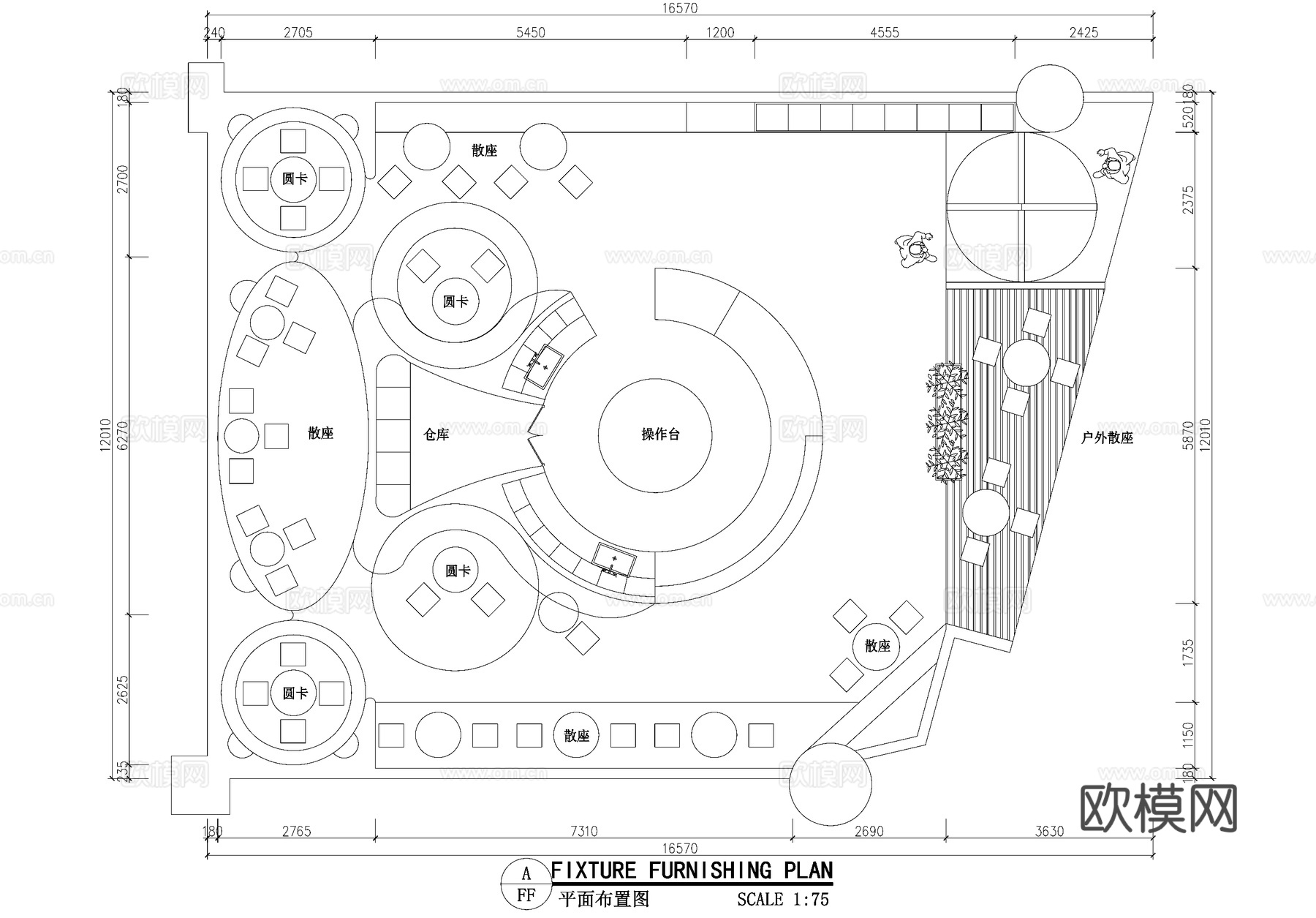 咖啡厅奶茶店饮品店平面图cad施工图