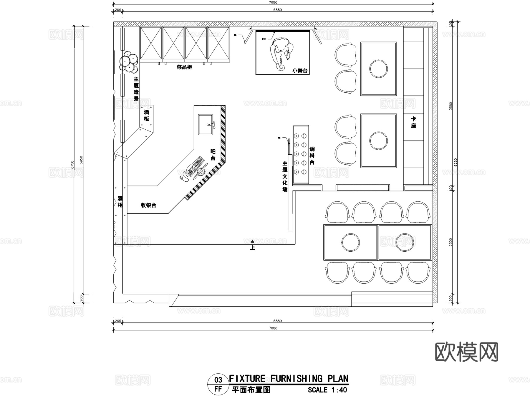 串串那点事酒吧火锅店室内工装CAD施工图+SU模型cad施工图