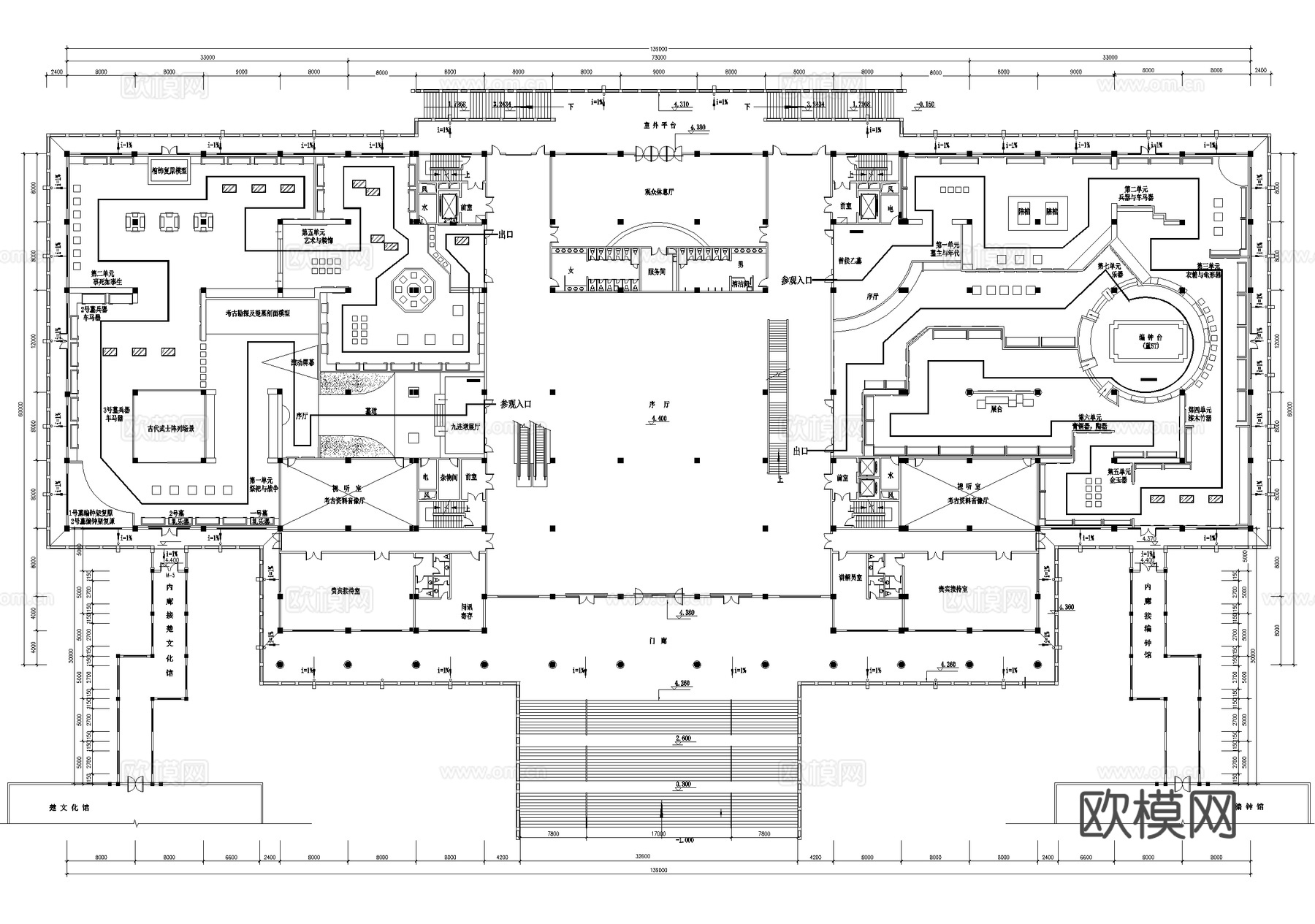 博物馆历史文物文化展厅平面图cad施工图