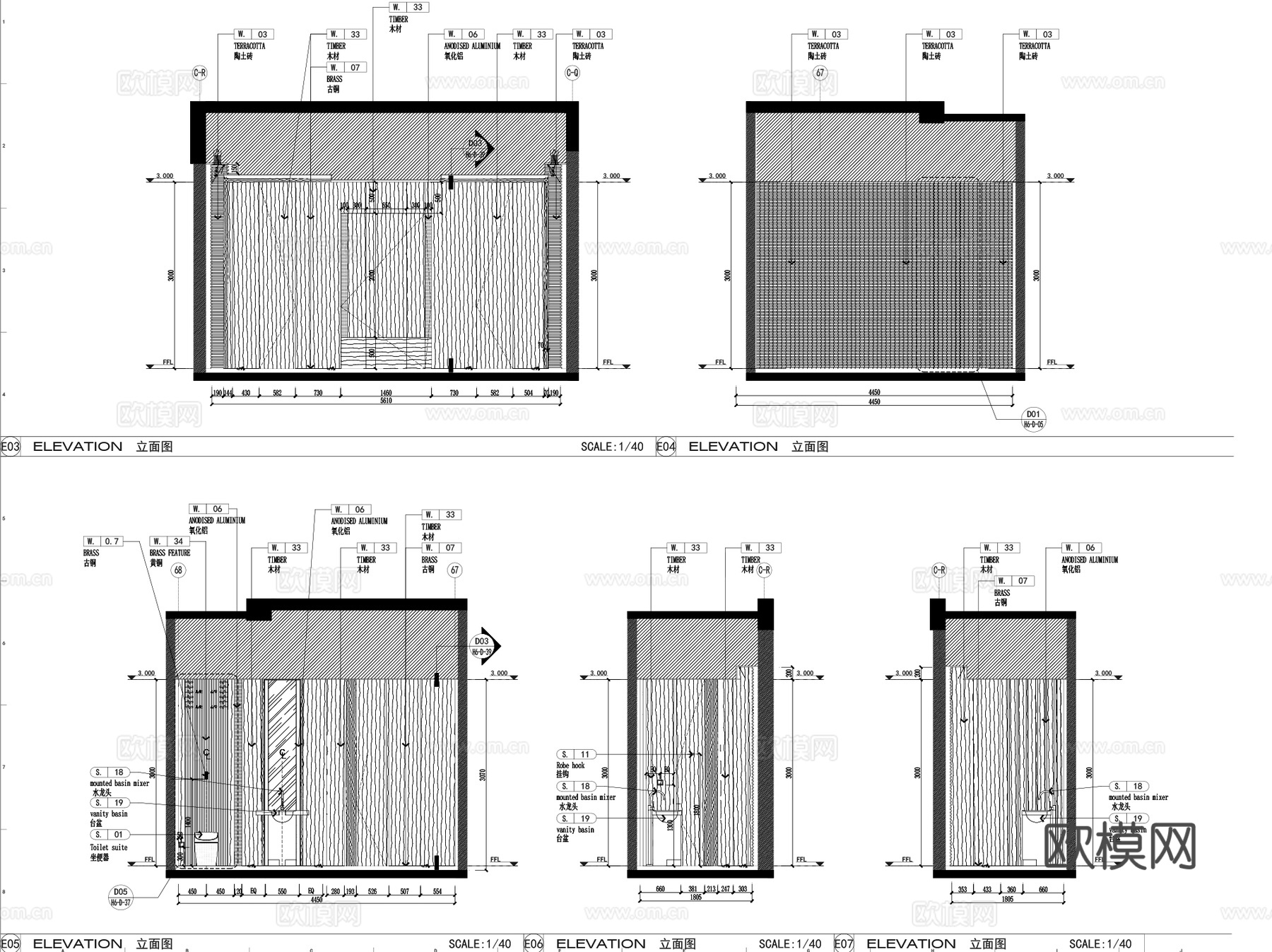 恒禾五缘湾璞尚酒店中餐厅室内装饰CAD施工图整套cad施工图