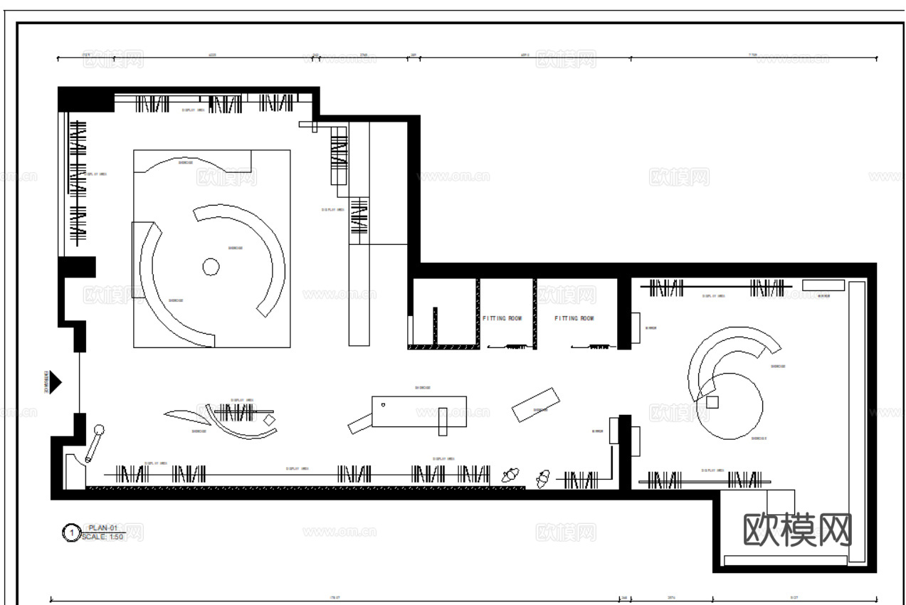 52套服装店平面布置方案设计图cad施工图