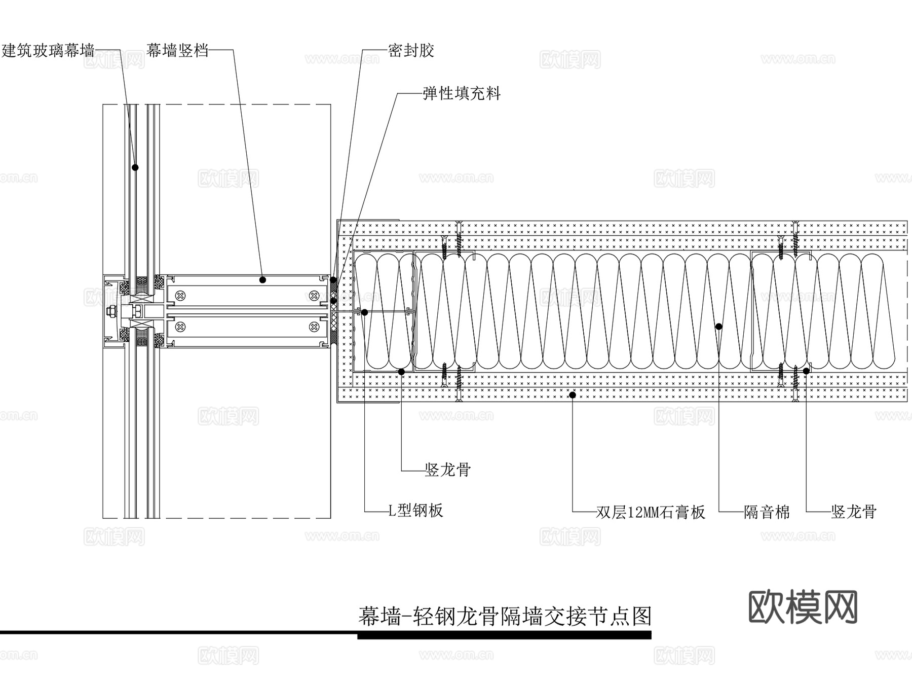 室内墙身隔墙节点大样CAD施工详图集+配套示意图 48套cad施工图