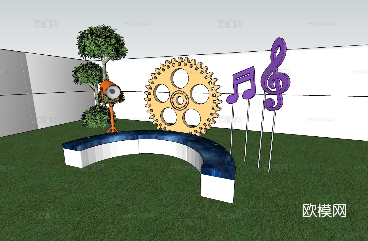 科技美陈打卡 星际美陈打卡 公园美陈打卡 太空影院美陈su模型