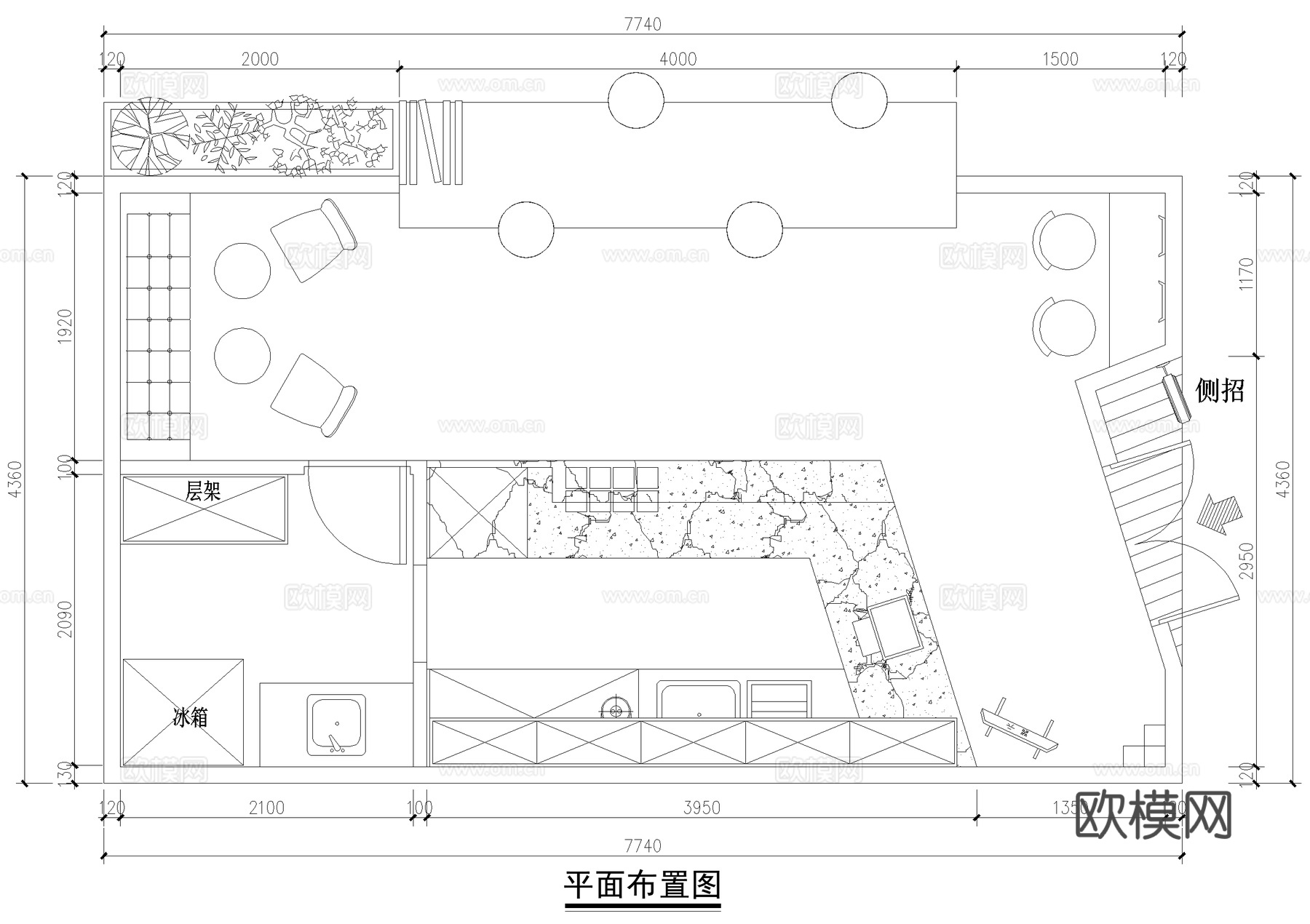 咖啡厅奶茶店饮品店平面图cad施工图