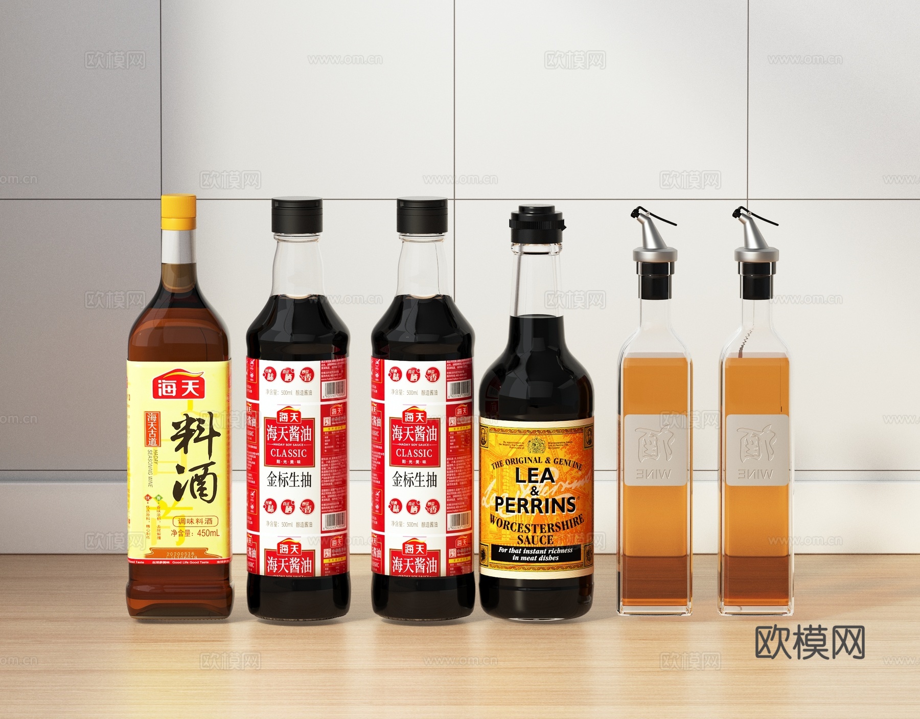 现代厨房调料组合3d模型下载（渲染图1）