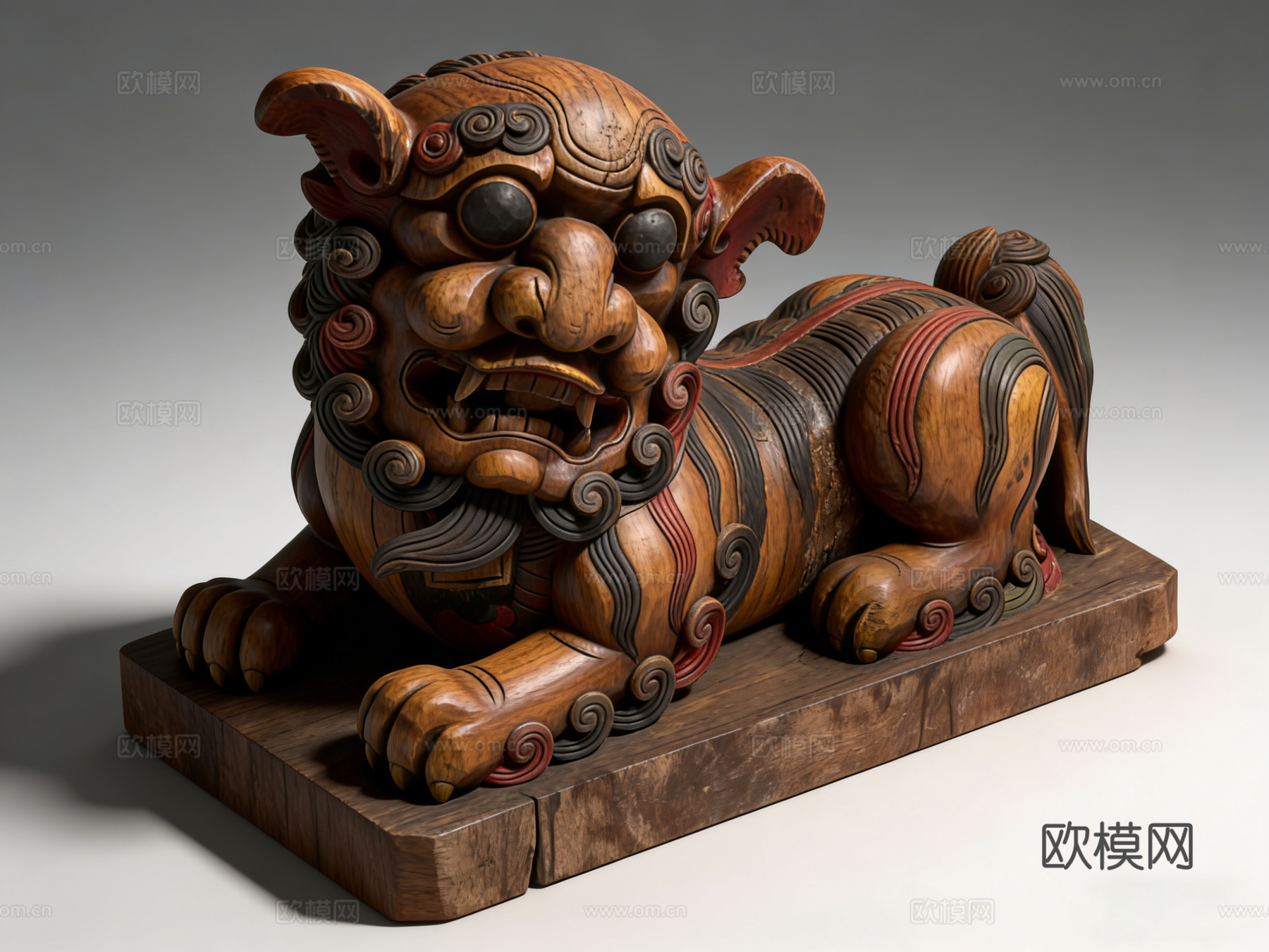 潮州木雕狮子装饰品摆件su模型