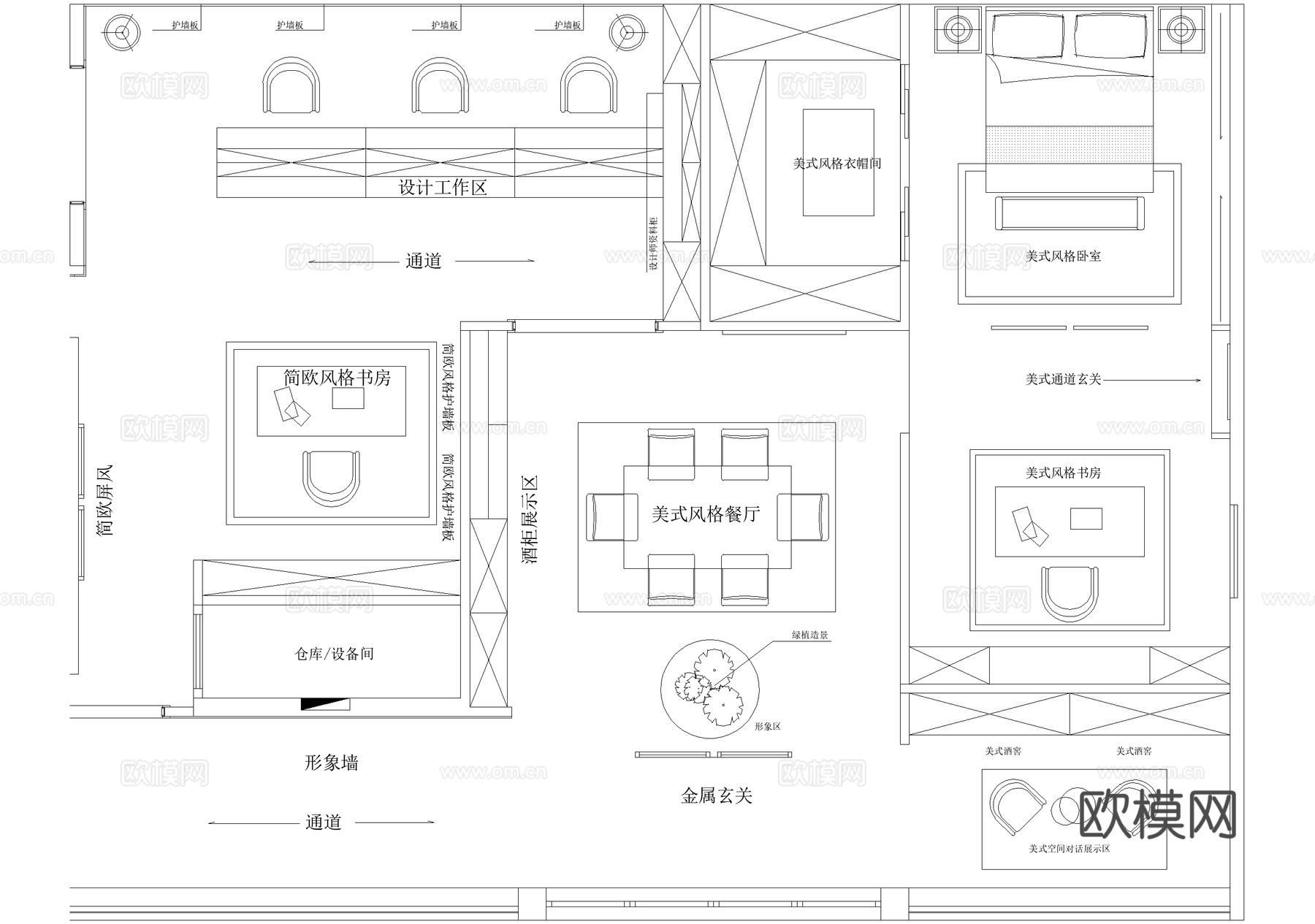 家具家装产品展厅平面图cad施工图