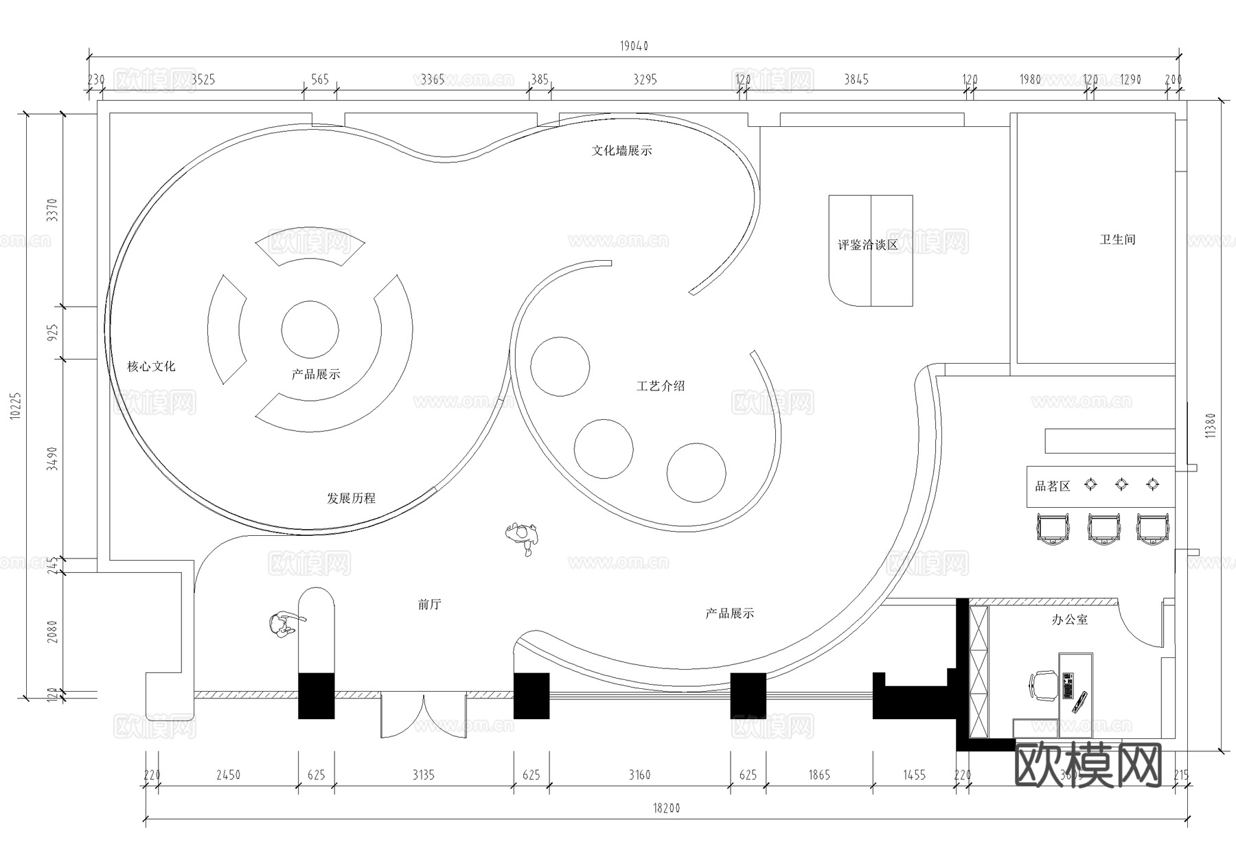 企业展厅平面图cad施工图