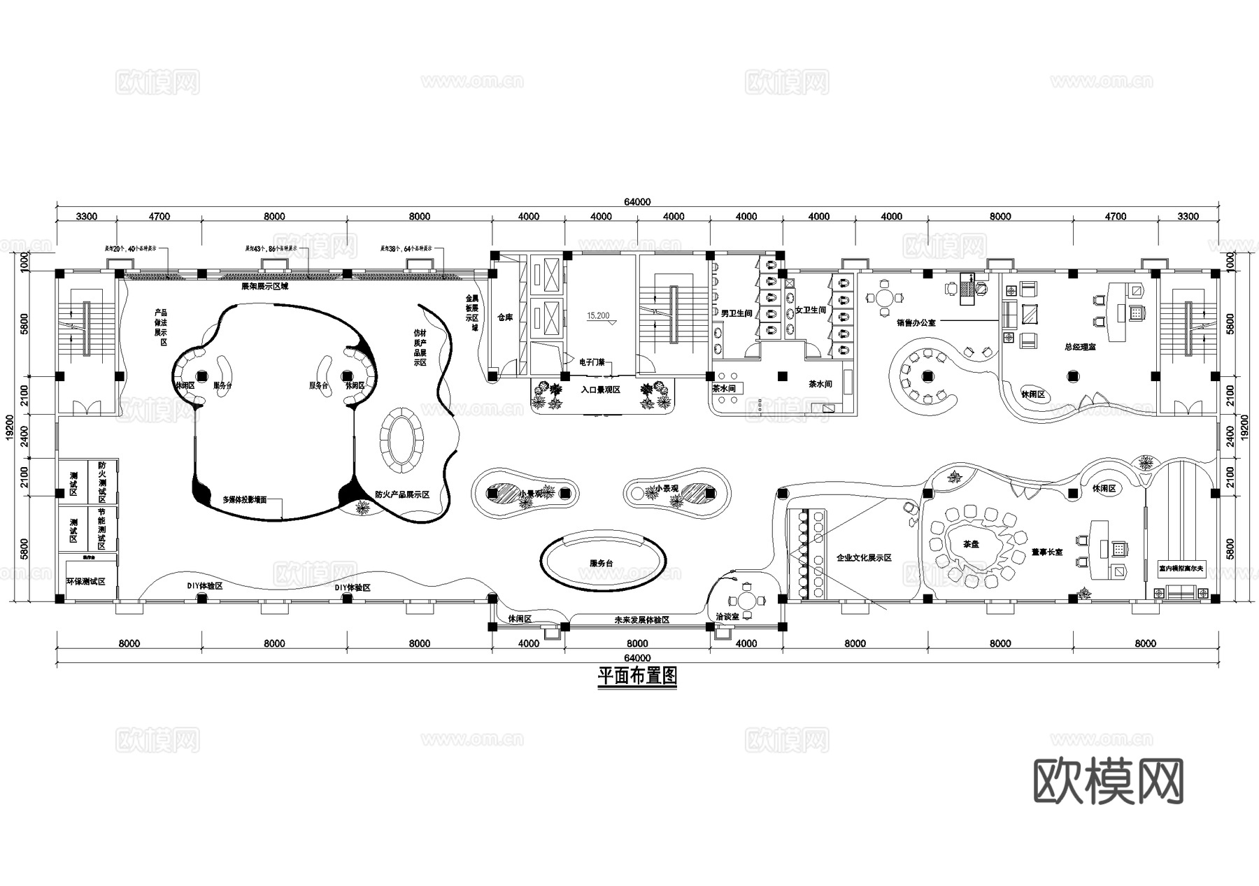 科技企业展厅平面图cad施工图