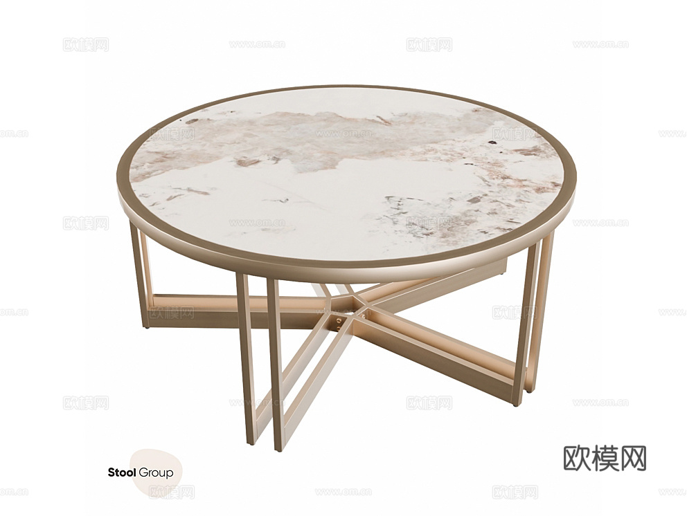 StoolGroup 轻奢角几3d模型下载（渲染图2）