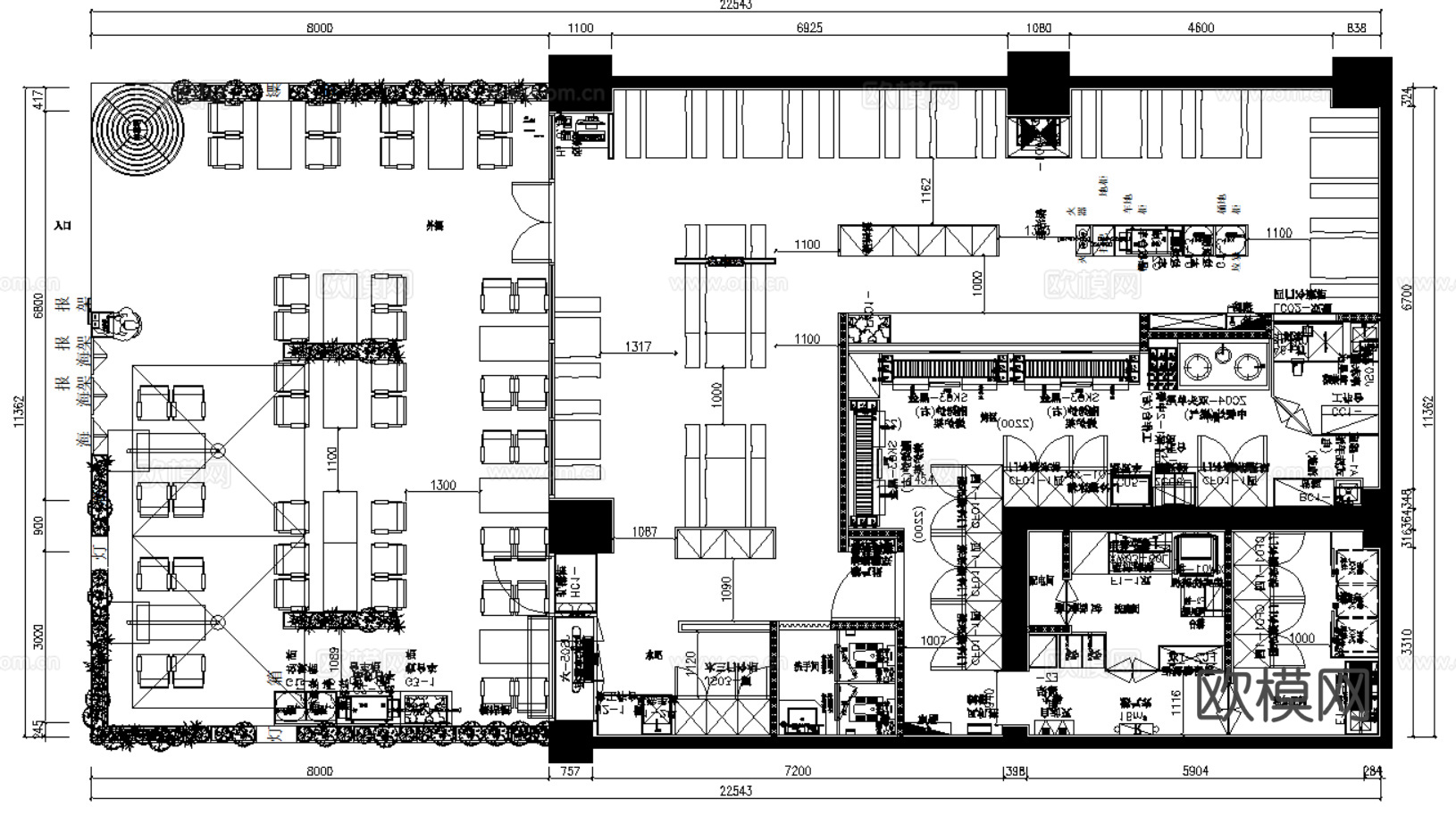 20套餐饮空间CAD平面设计方案最新整理合集cad施工图