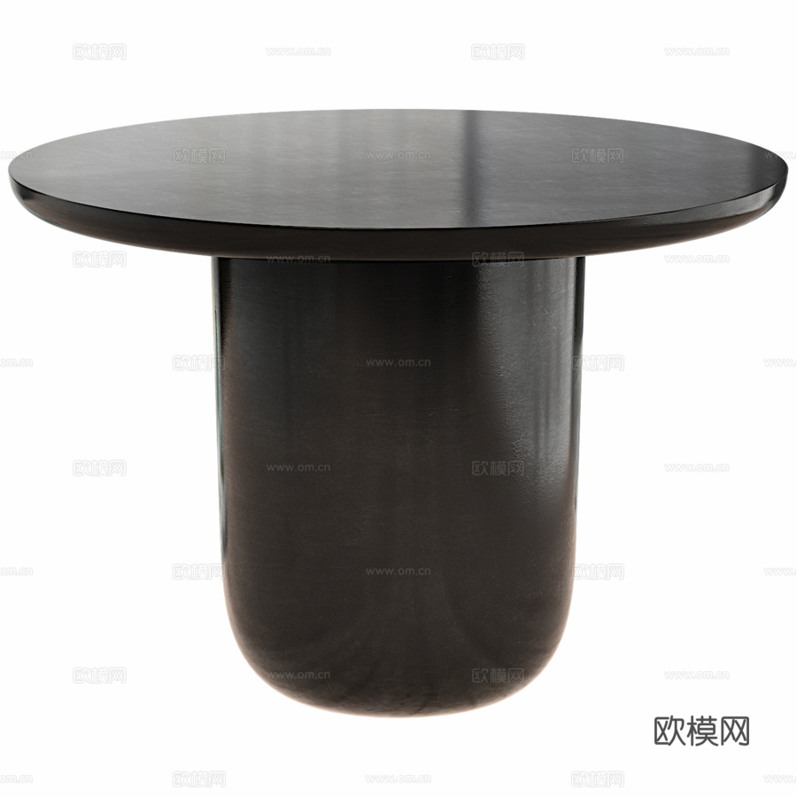 LOLA圆形黑色混凝土餐桌3d模型下载