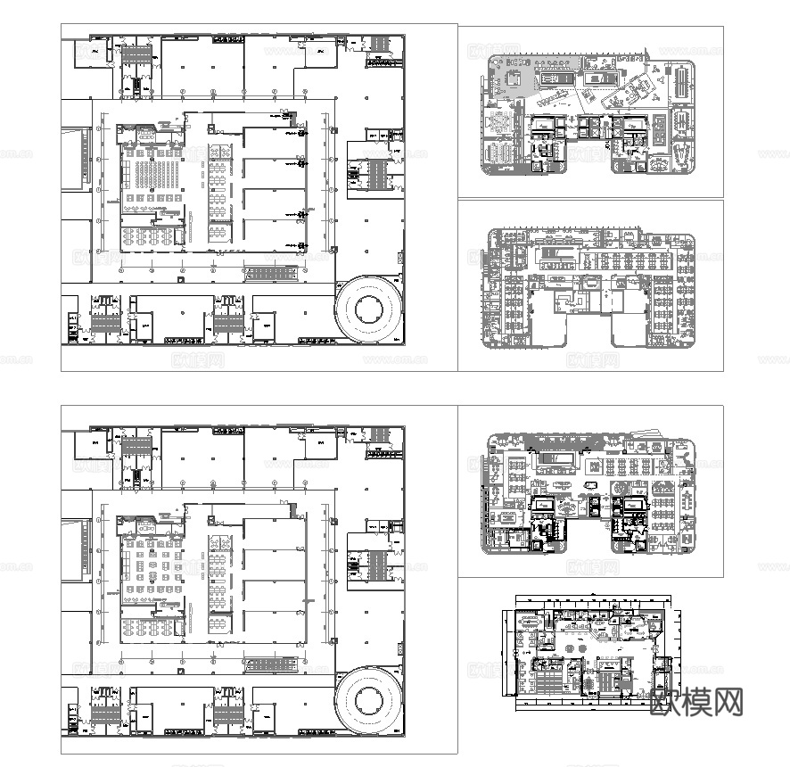 72套办公室 最新平面施工图合集cad施工图