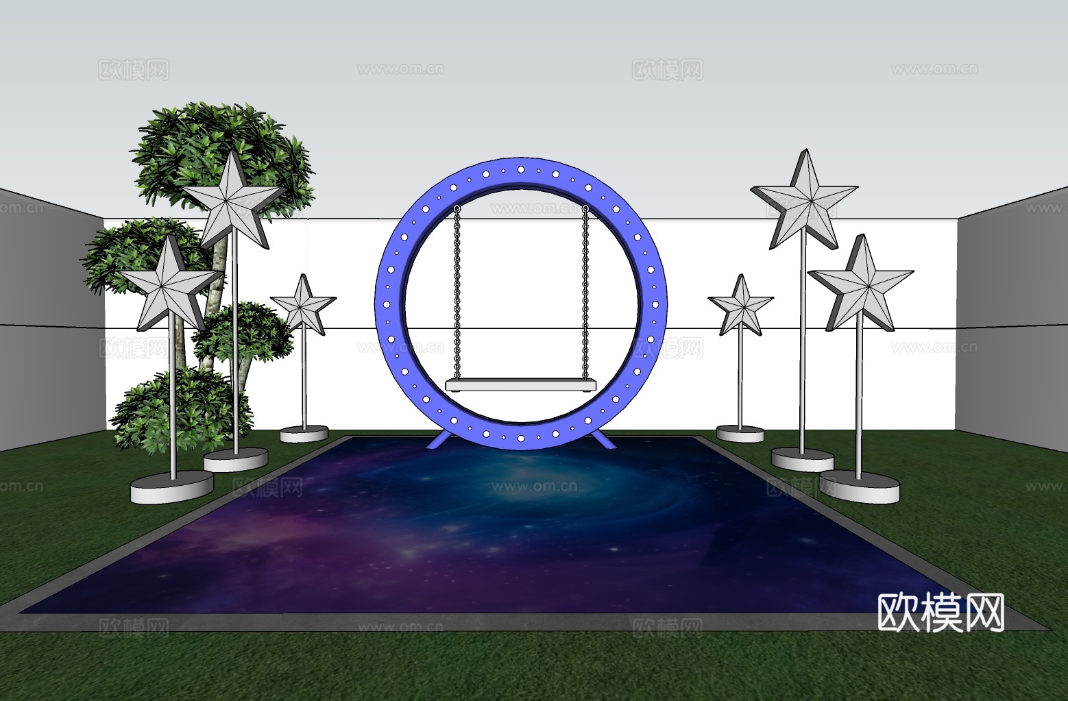 科技美陈打卡 星空美陈打卡 公园美陈打卡su模型