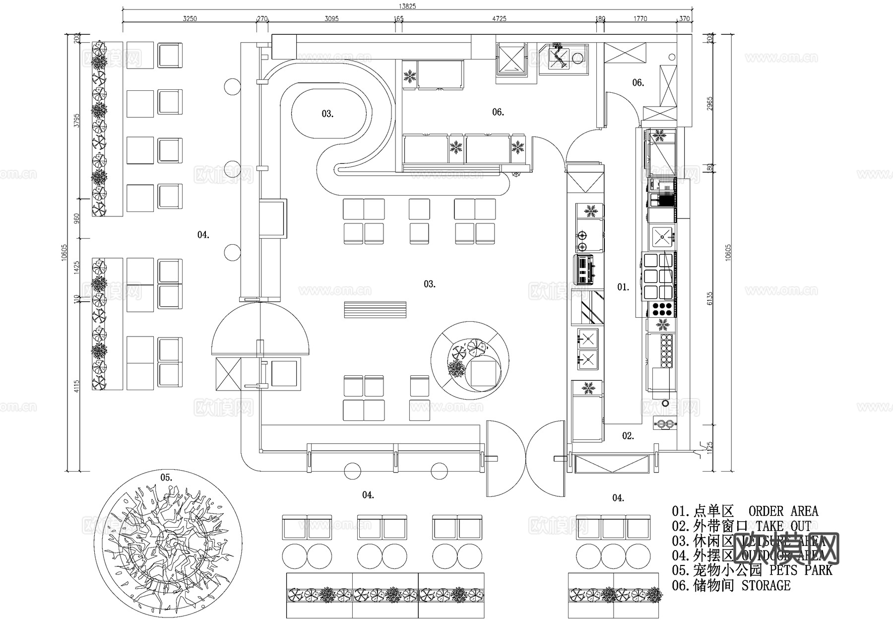 咖啡厅奶茶店饮品店平面图cad施工图