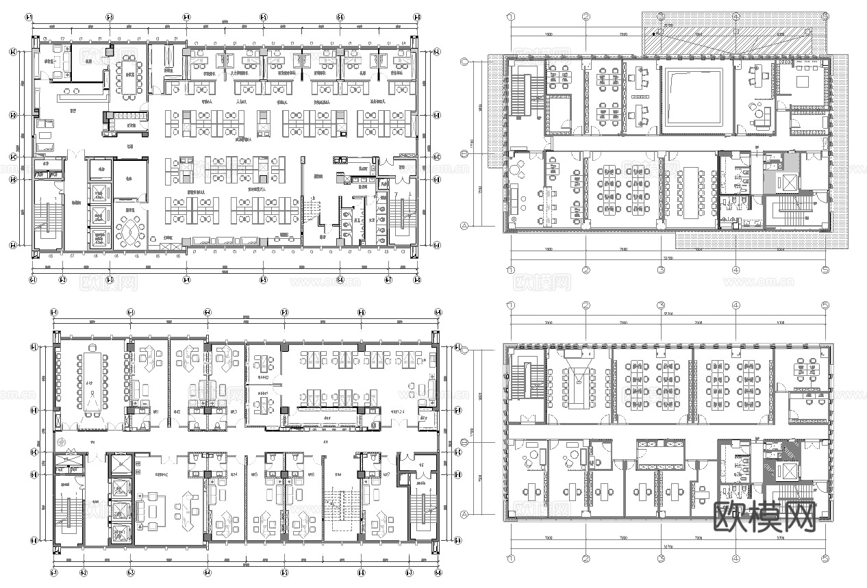 70套办公室 最新平面施工图合集cad施工图