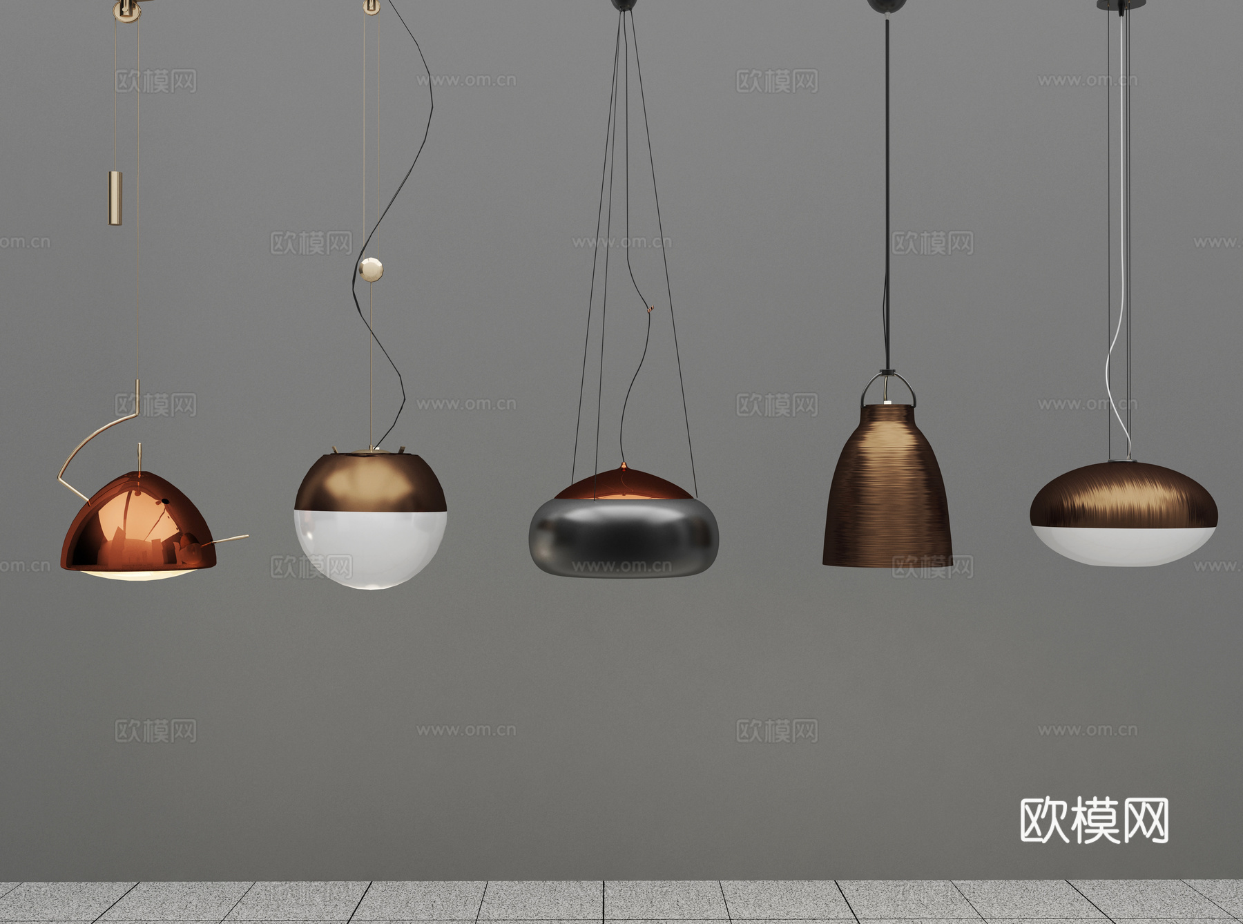 现代吊灯组合3d模型下载（渲染图1）